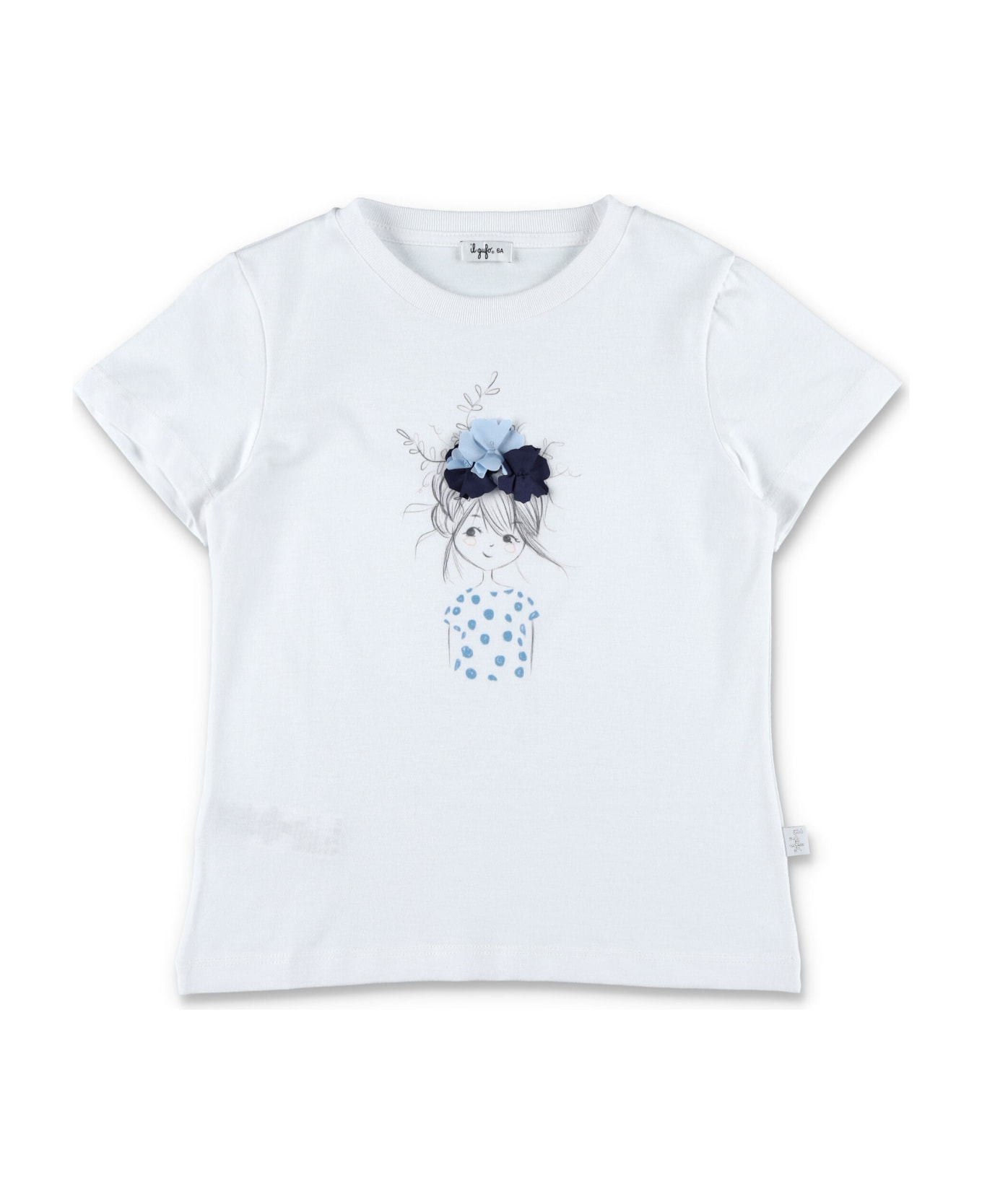 Il Gufo Little Girl Print T-shirt - WHITE Tシャツ＆ポロシャツ