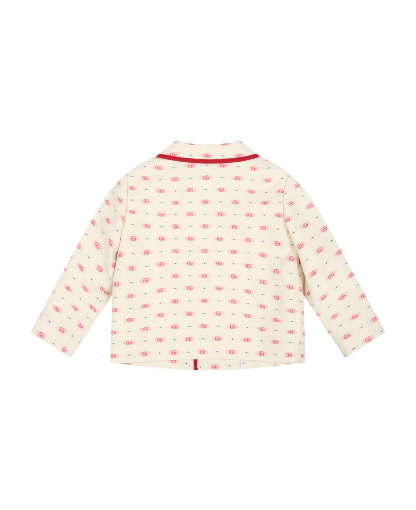 Gucci Ivory Jacket For Baby Boy With Iconic Red Double G - Ivory
