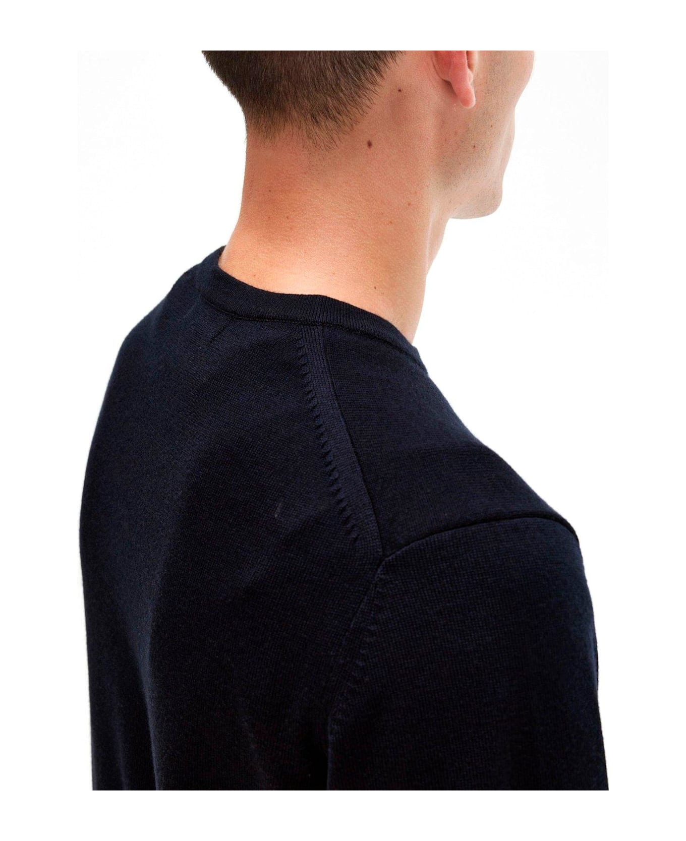 Fred Perry Logo-embroidered Long-sleeved Crewneck Jumper - Navy