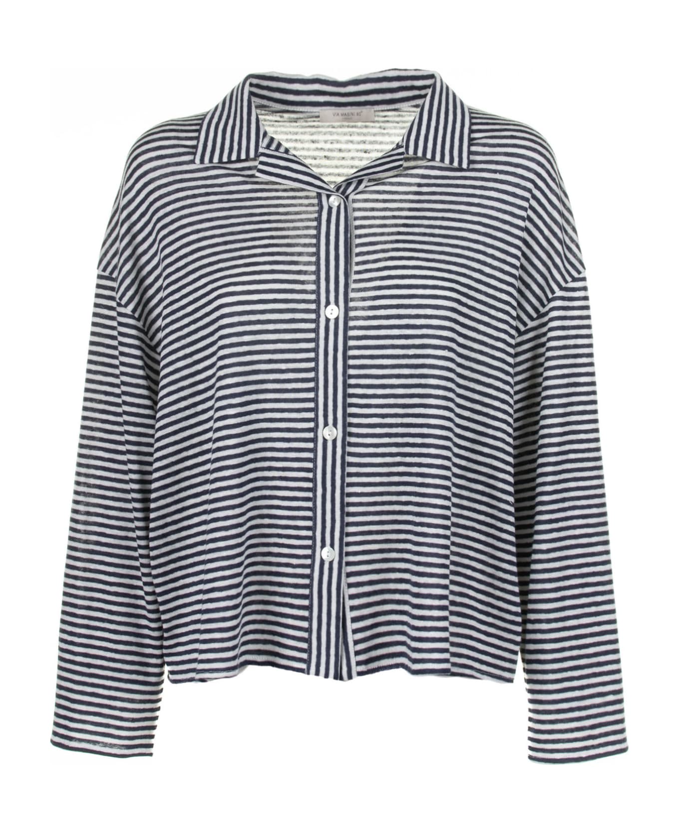 Via Masini 80 Blue And White Striped Shirt - BIANCO/BLU シャツ