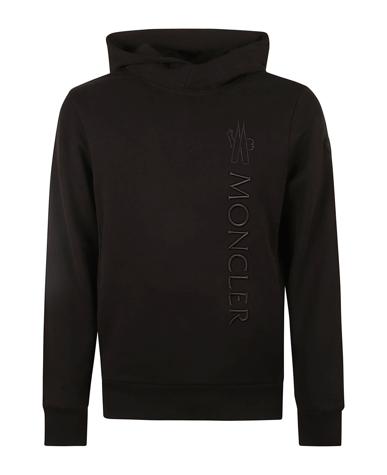 Moncler Logo Embroidered Hooded Sweatshirt - Black