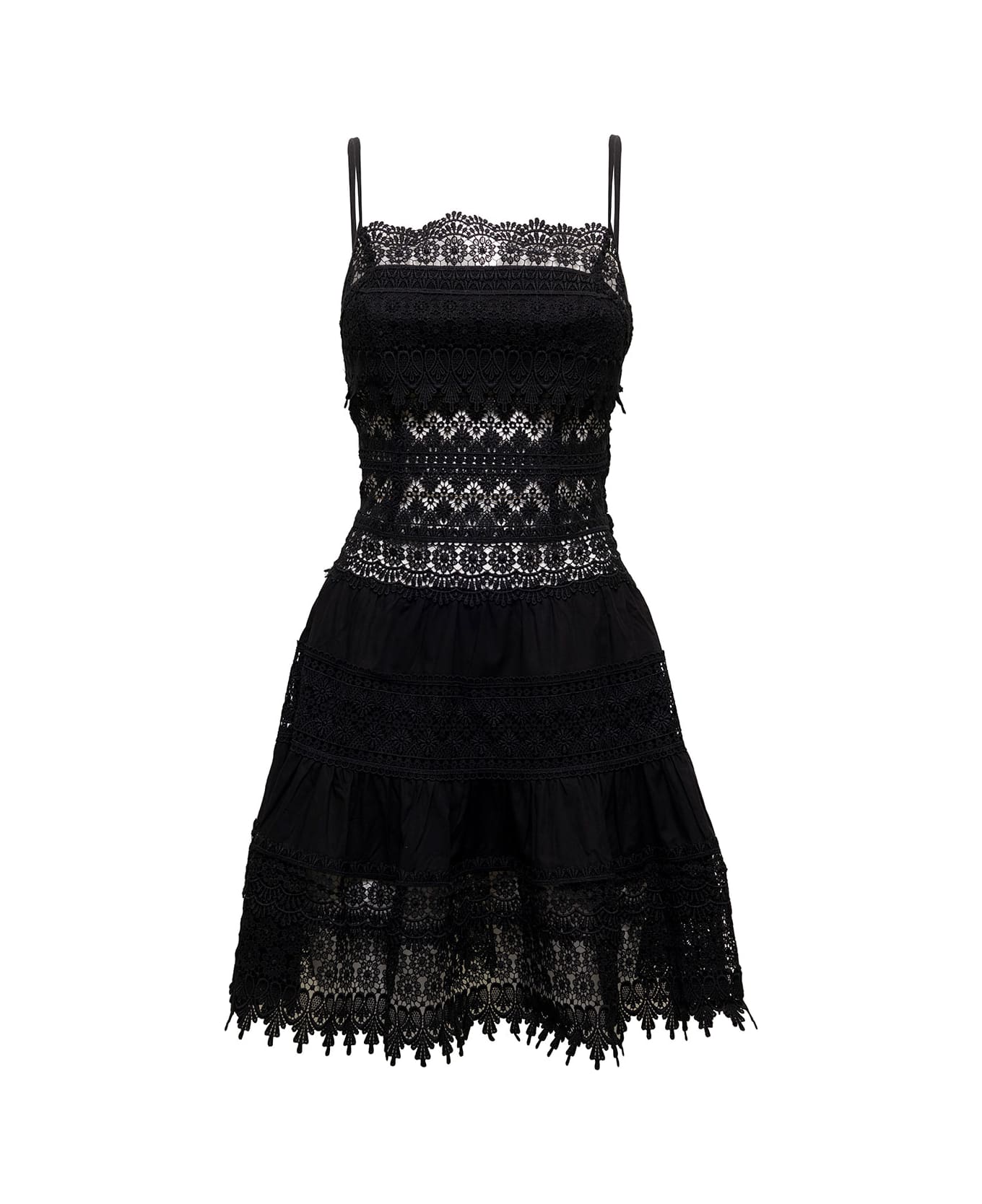 Charo Ruiz Woman's Joya Black Dress With Lace Inserts - Black