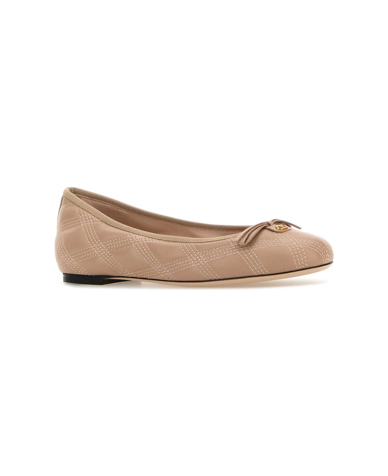 Valentino Garavani Powder Pink Leather Ballerinas - ROSECANNELLE