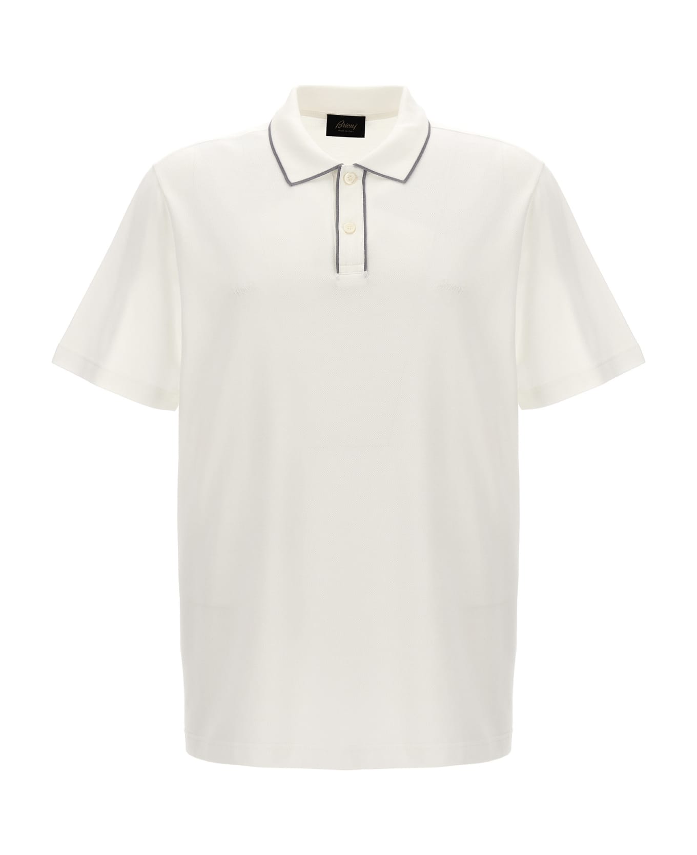 Brioni Logo Embroidery Polo Shirt - White ポロシャツ