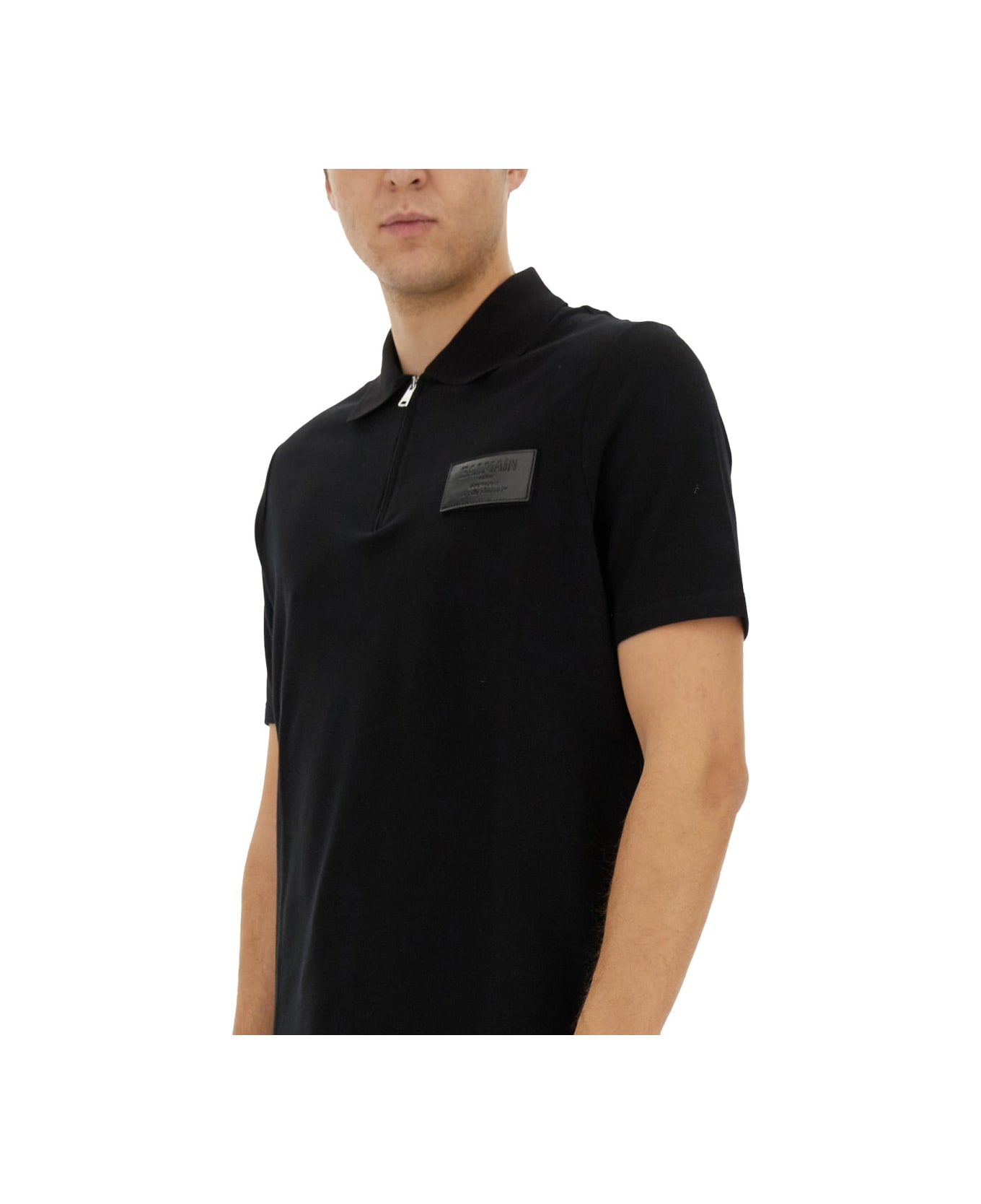 Balmain Polo With Logo - BLACK