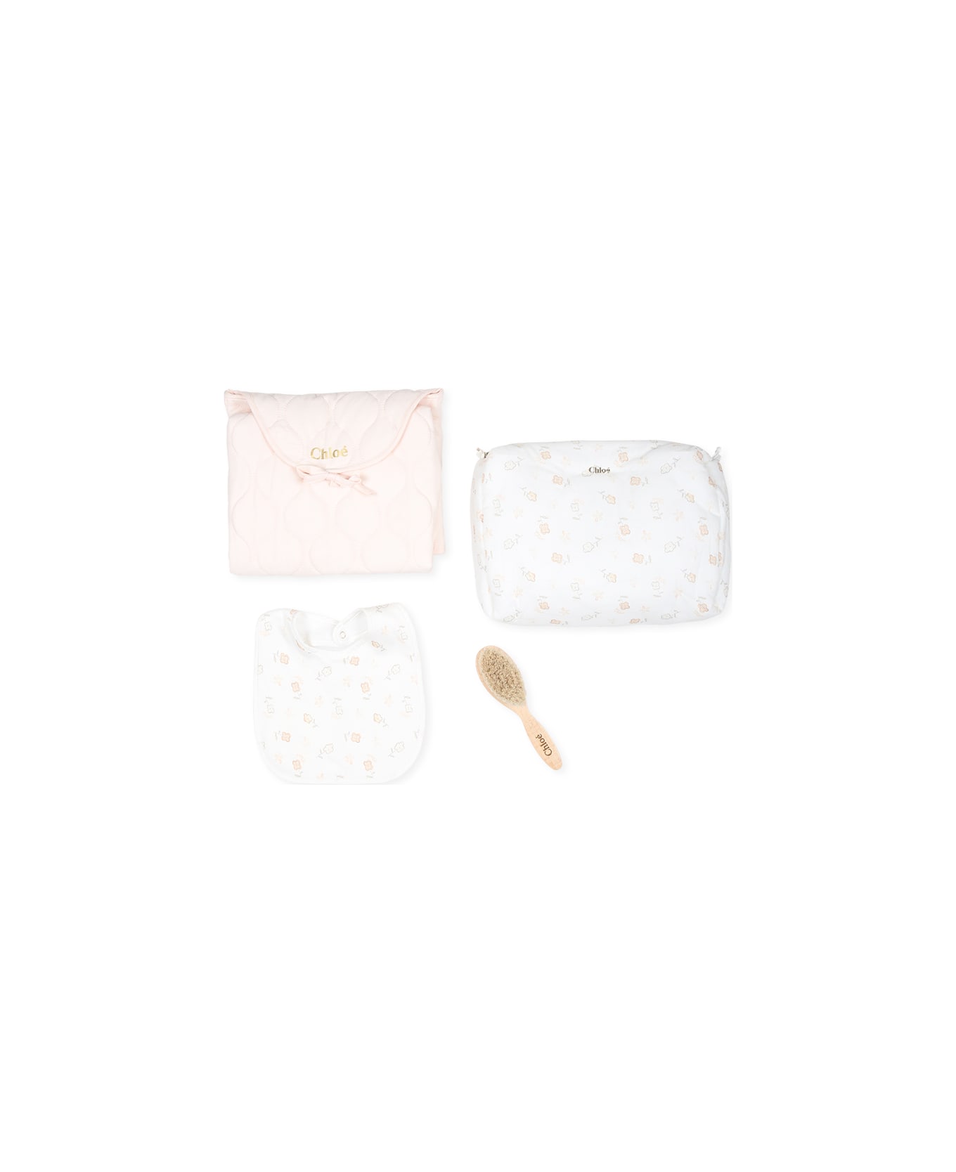 Chloé White Set For Baby Girl With Logo - Multicolor