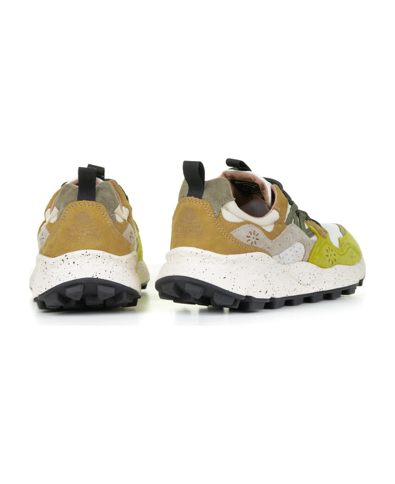 Flower Mountain Yamano Orca Sneakers In Suede And Nylon - OCHER WHITE