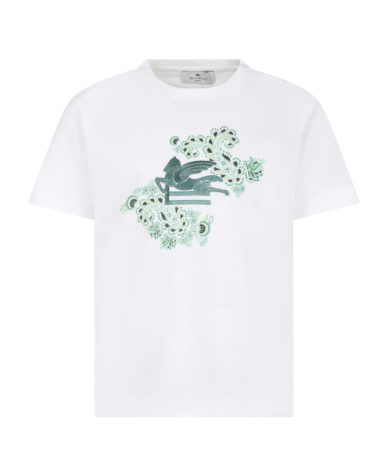 Etro White T-shirt For Kids With Logo And Paisley Pattern - IVORY