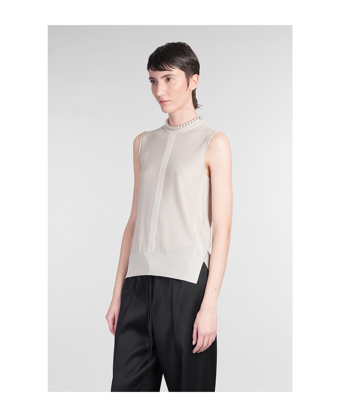 Jil Sander Cn Slvs Gilet Topwear In Grey Viscose - grey