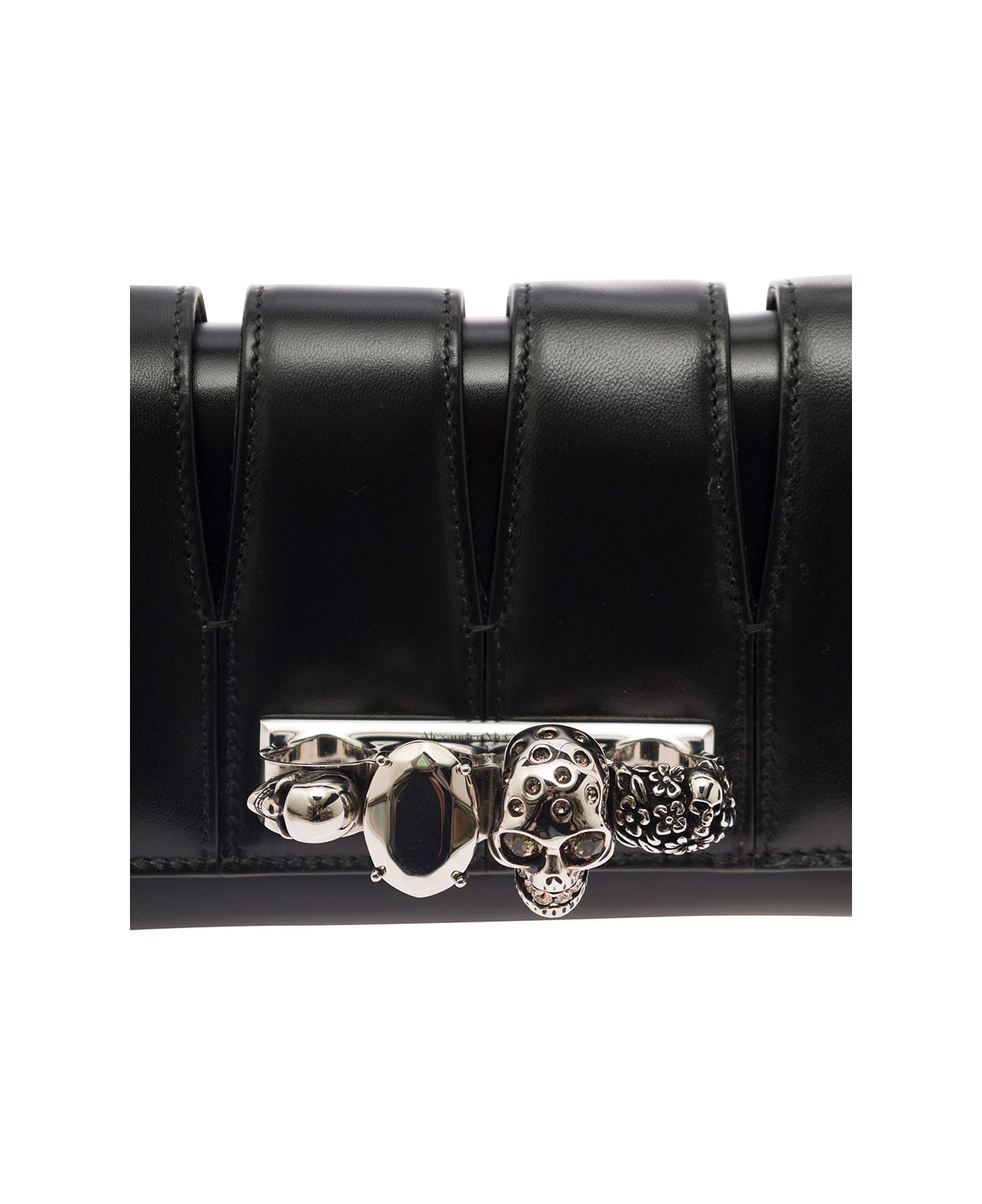 Alexander McQueen 'the Slush' Black Clutch With Skull Detail In Leather Woman - Black ショルダーバッグ