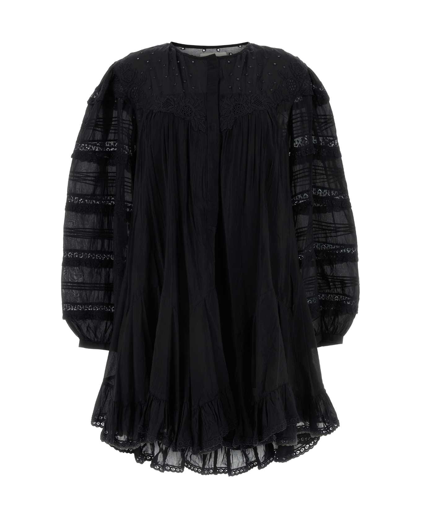 Isabel Marant Black Cotton Blend Gyliane Mini Dress - Black