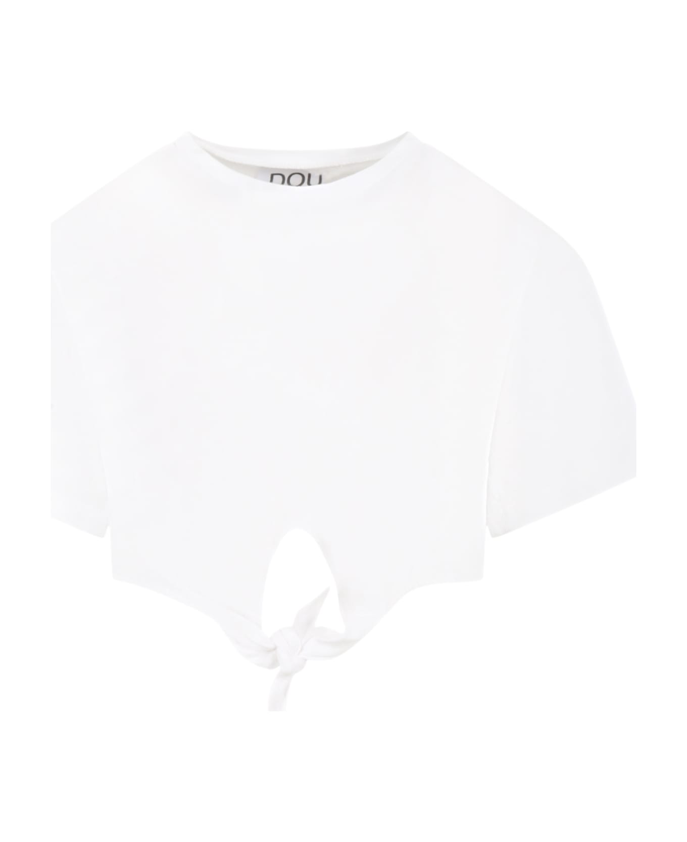 Douuod White T-shirt For Girl With Logo - White