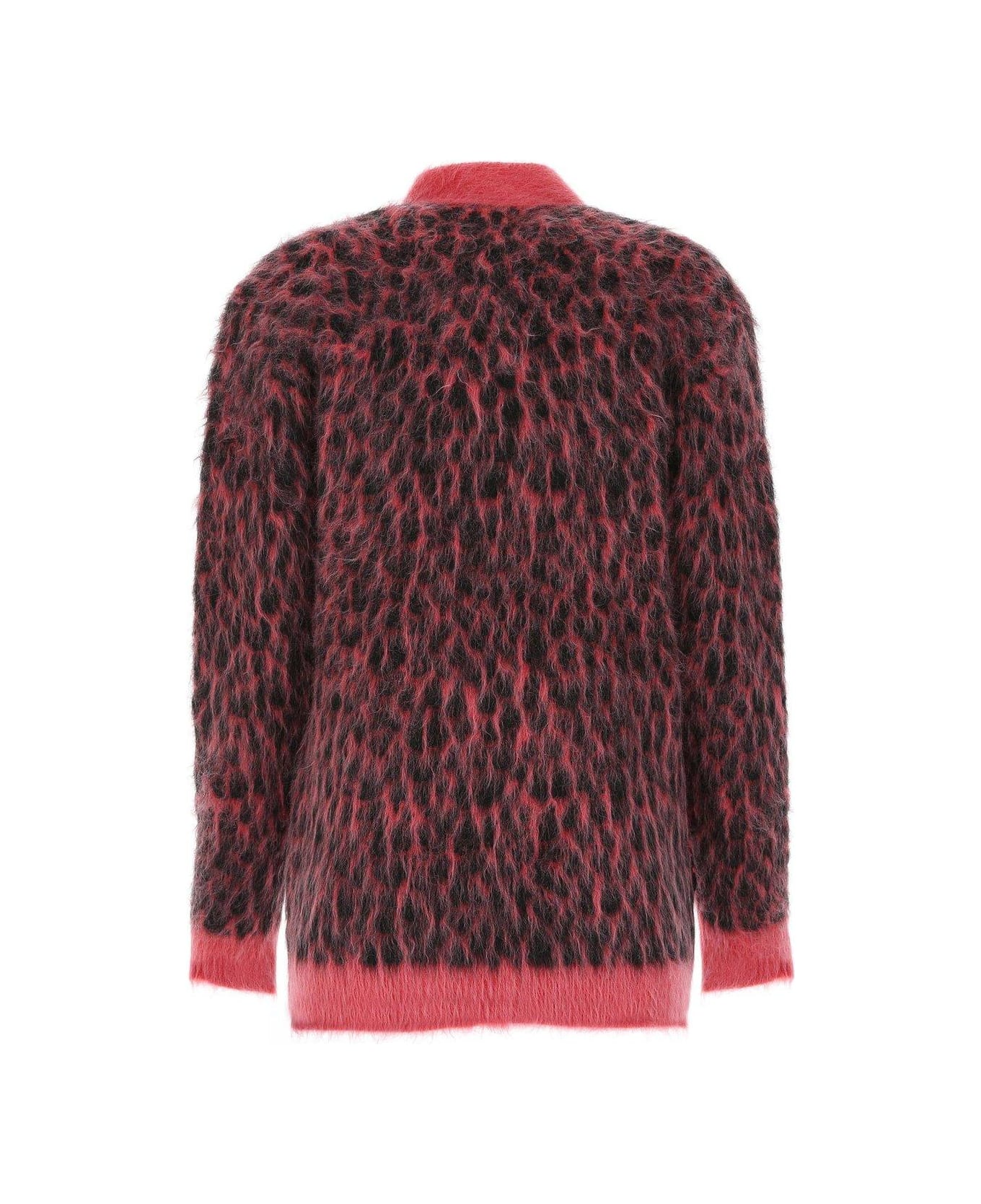 Saint Laurent Leopard Knitted Cardigan - PINK
