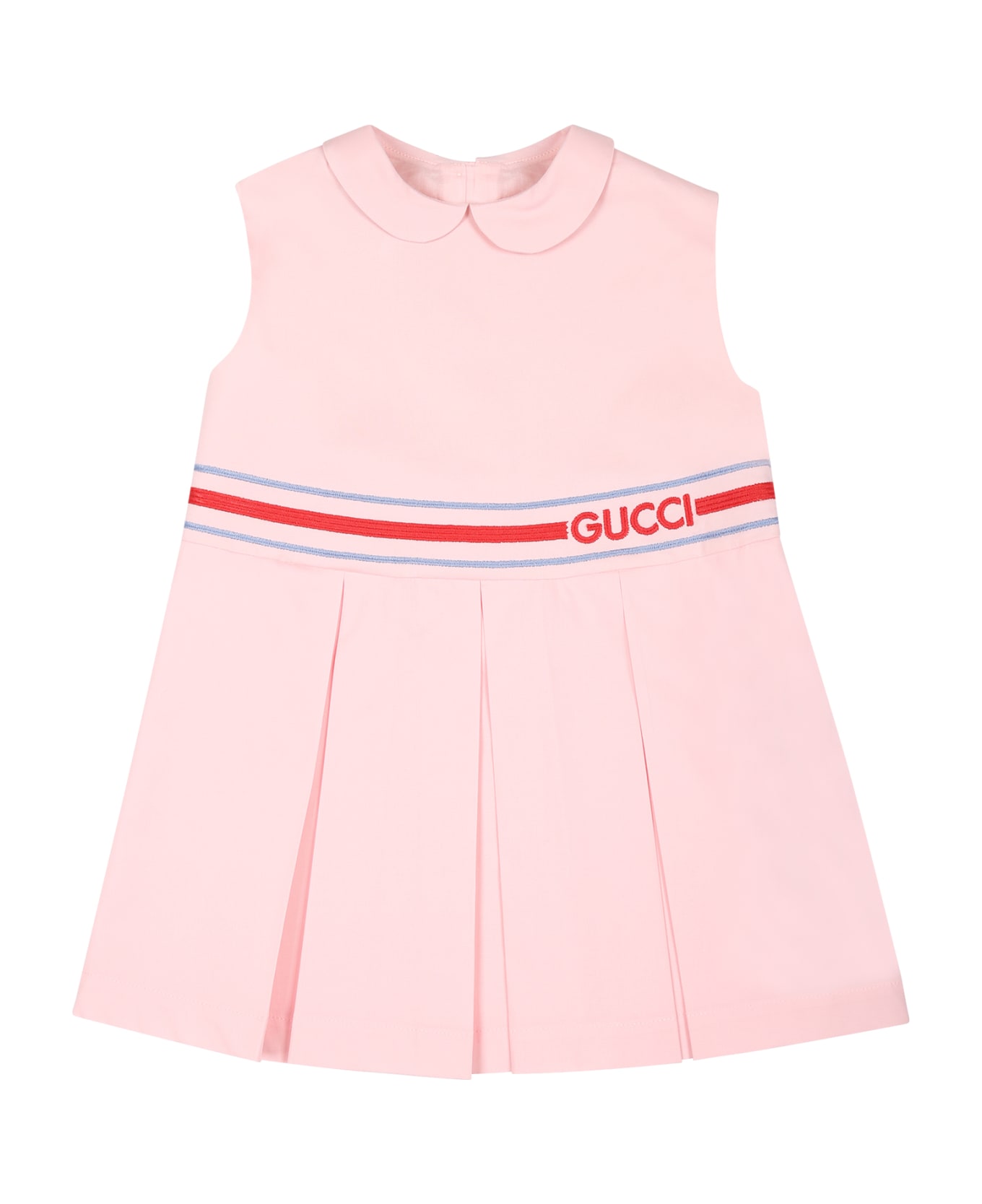 Gucci Pink Dress For Baby Girl With Logo - Pink