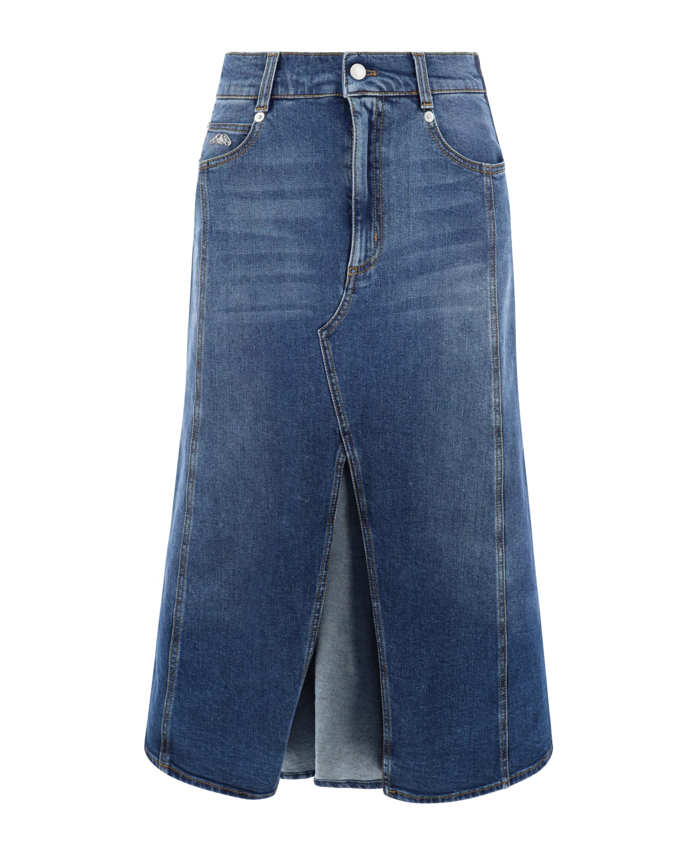 Alexander McQueen Front Slit Denim Skirt - Blue