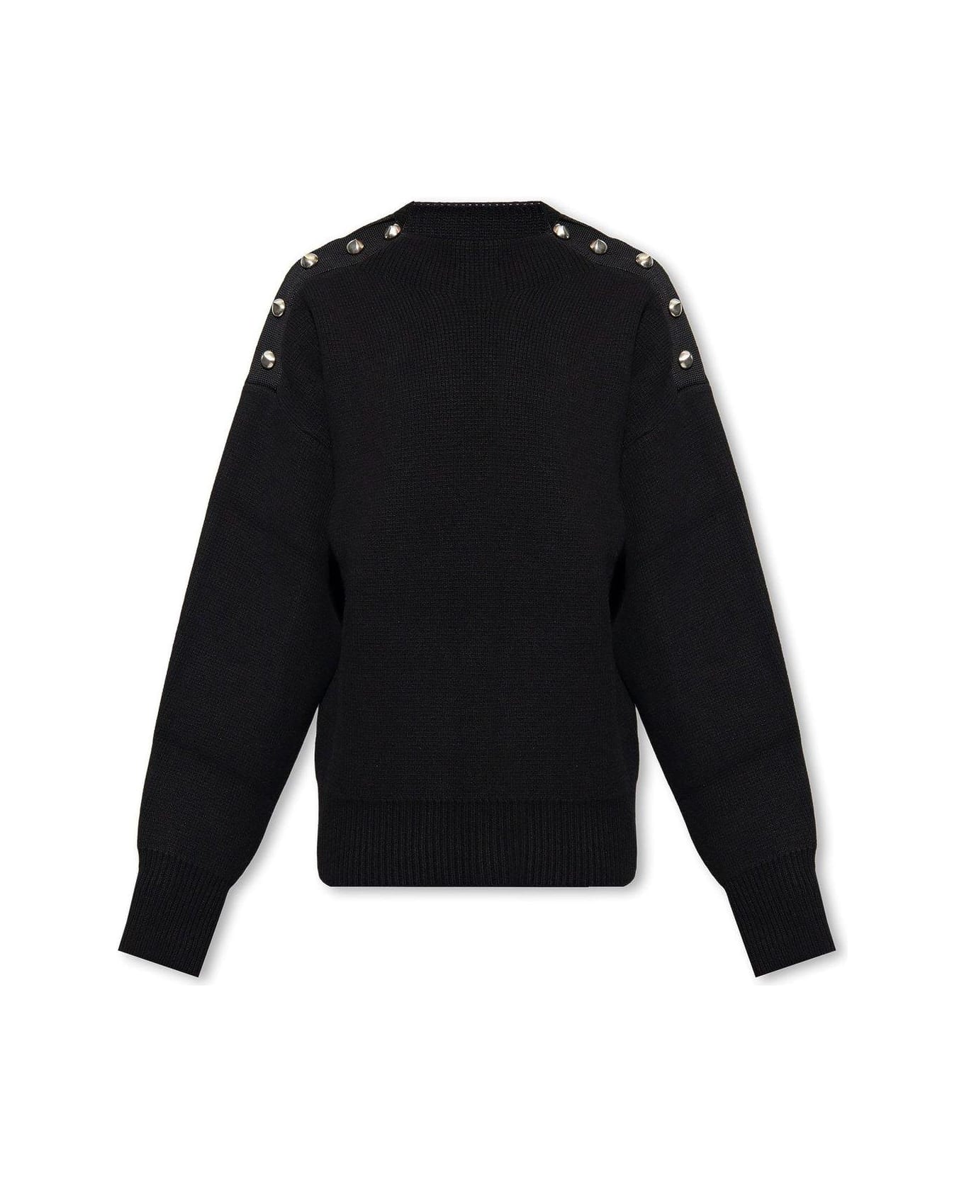 Ferragamo Button Detailed Knitted Sweater - BLACK