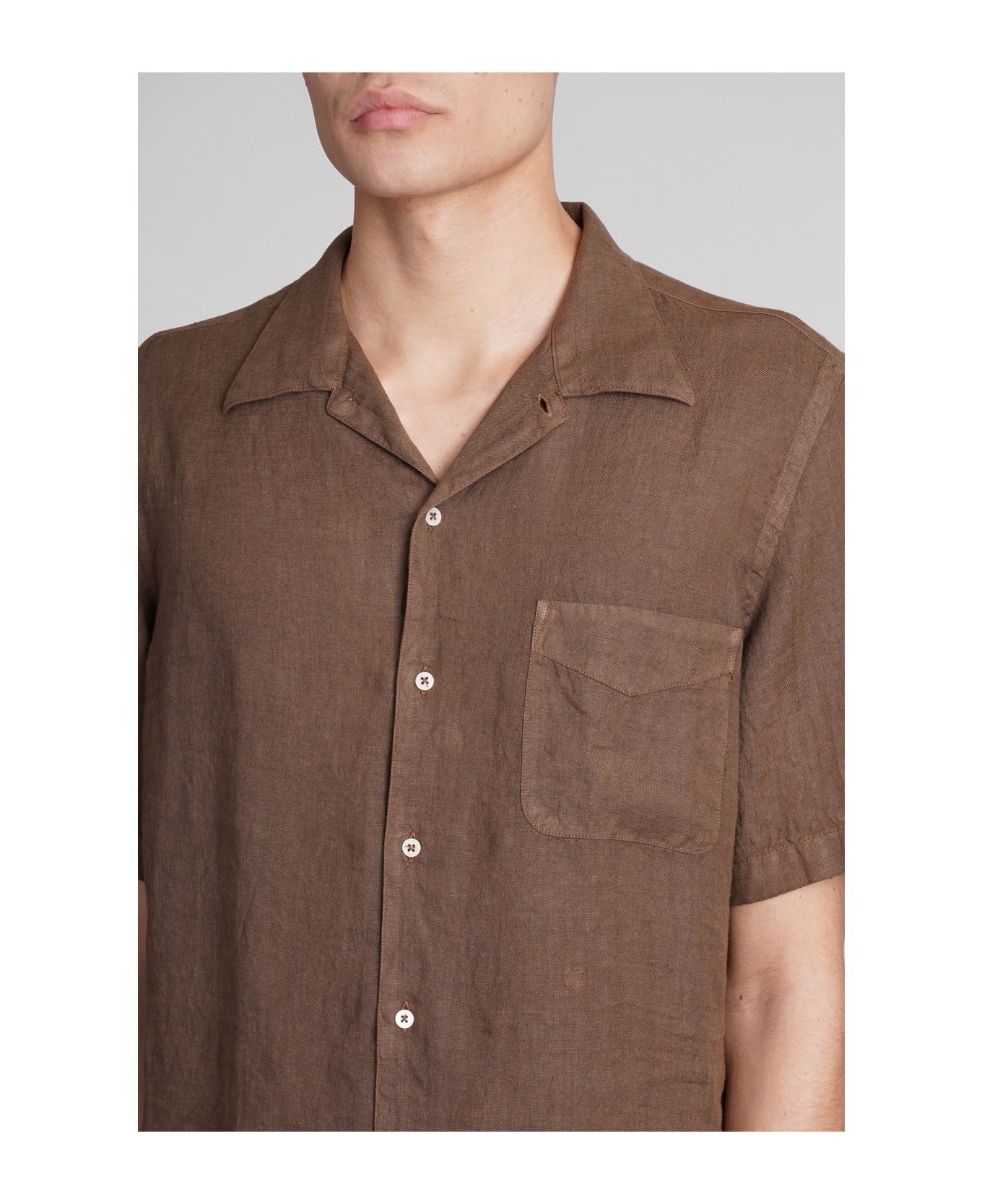 Massimo Alba Venice Shirt In Brown Linen - brown