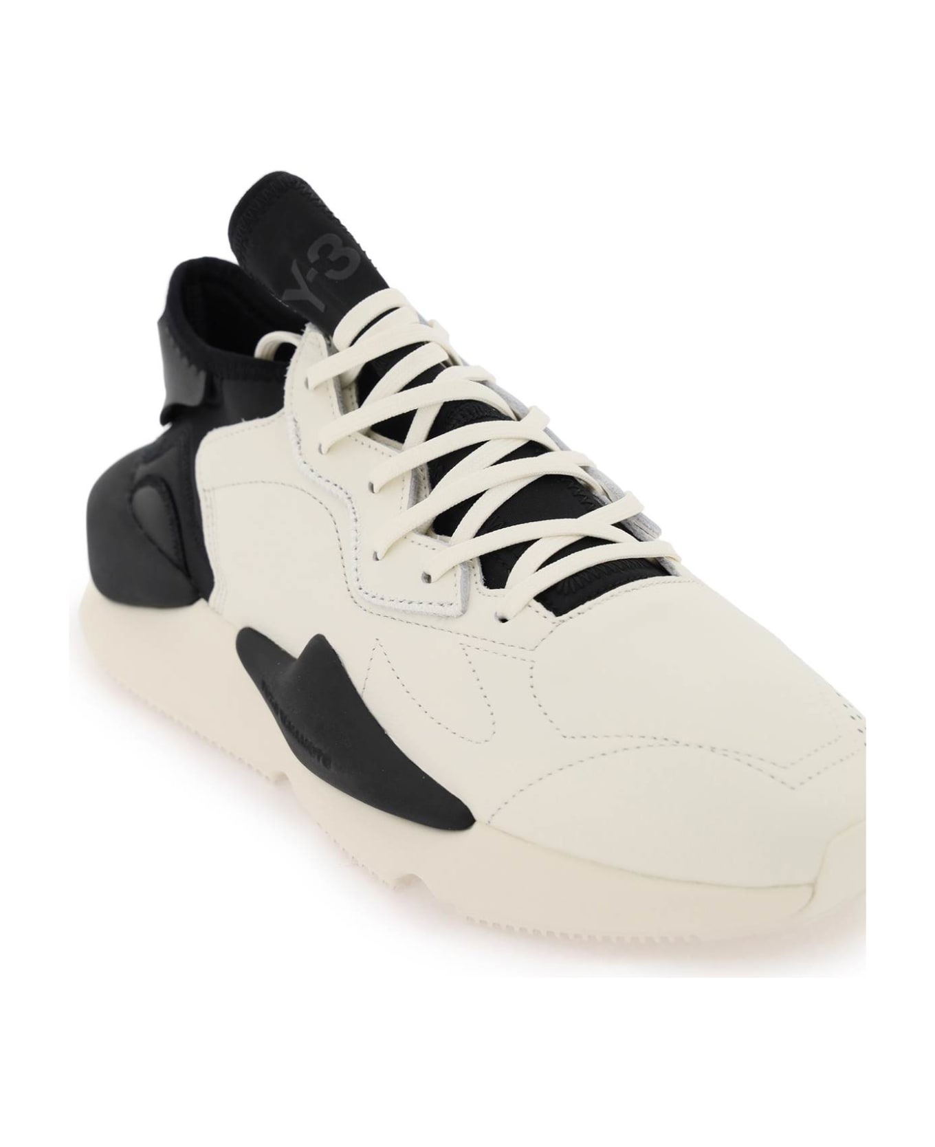 Y-3 Kaiwa Leather And Fabric Low-top Sneakers - White