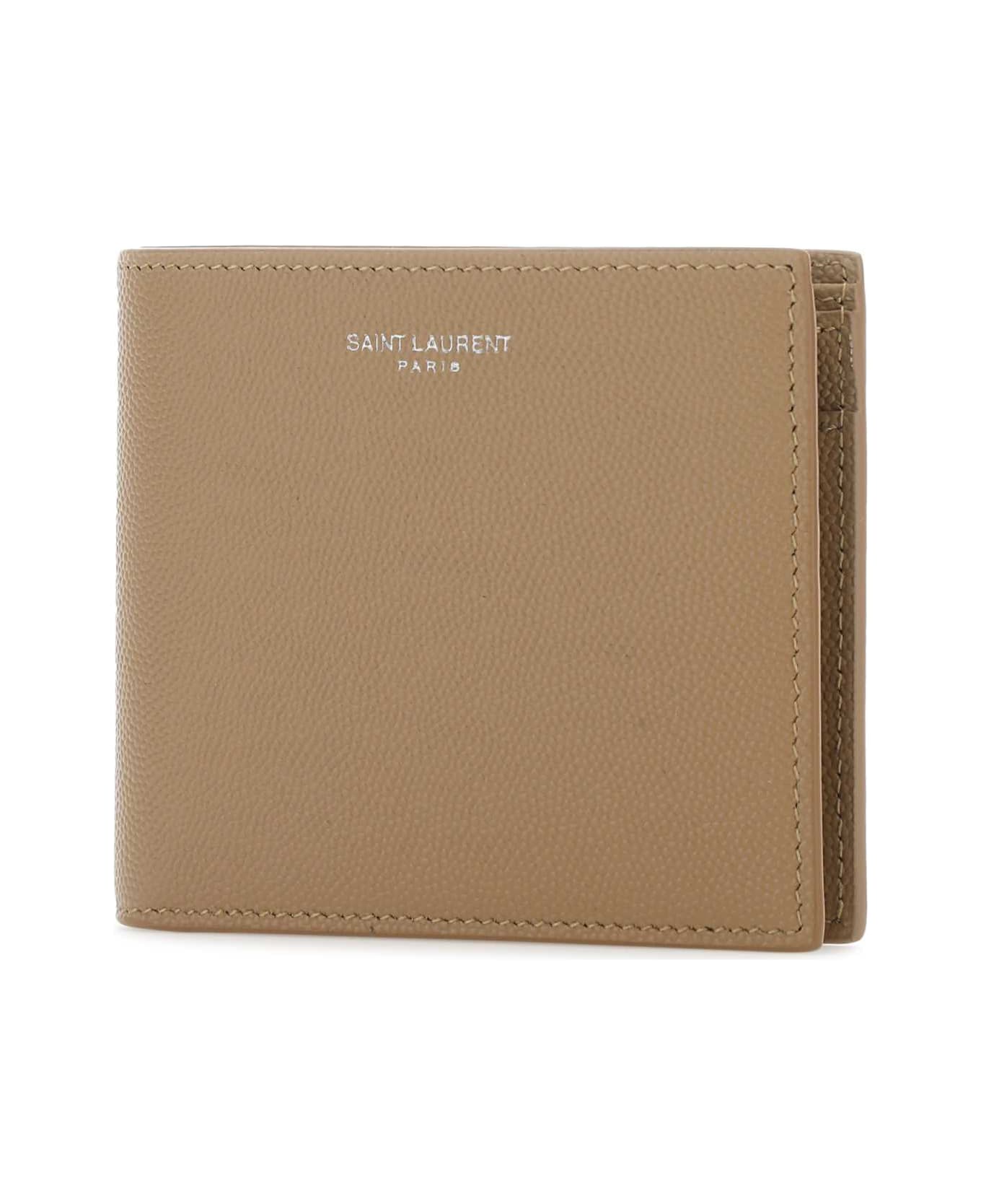 Saint Laurent Beige Leather Wallet - Brown