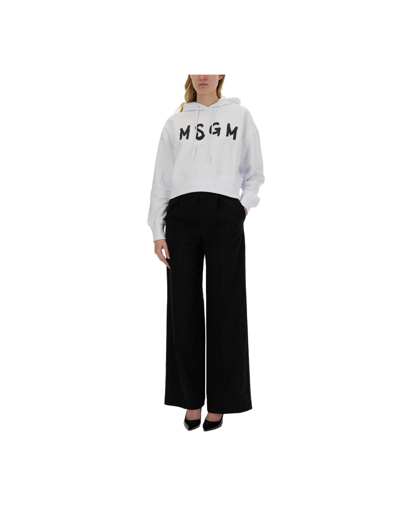 MSGM Sweatshirt With Logo - WHITE
