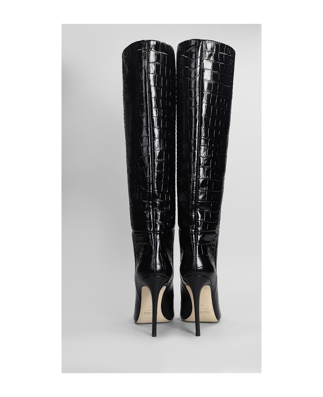 Paris Texas Stiletto Boot High Heels Boots In Black Leather - black