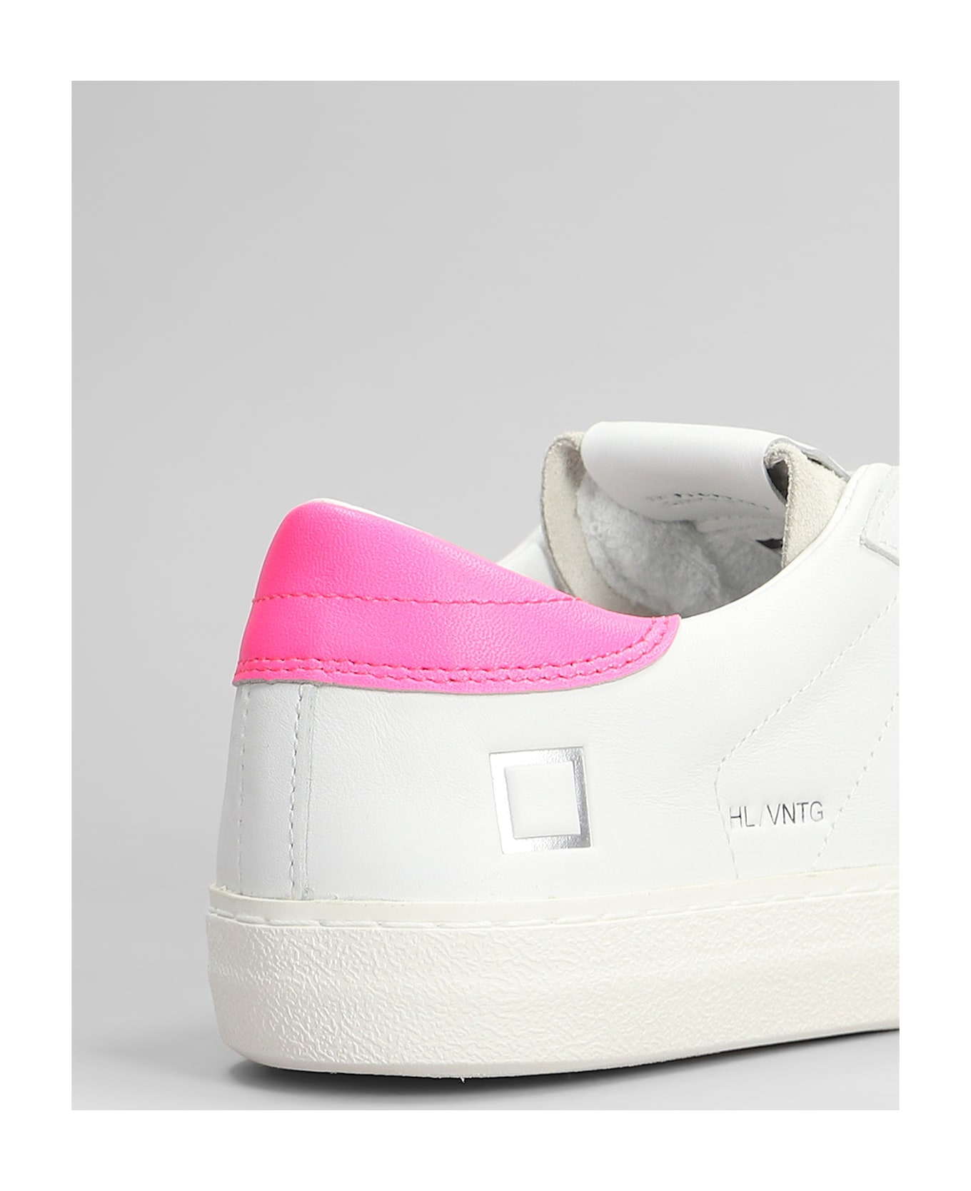 D.A.T.E. Hill Low Vintage Sneakers In White Suede And Leather - White/fuxia