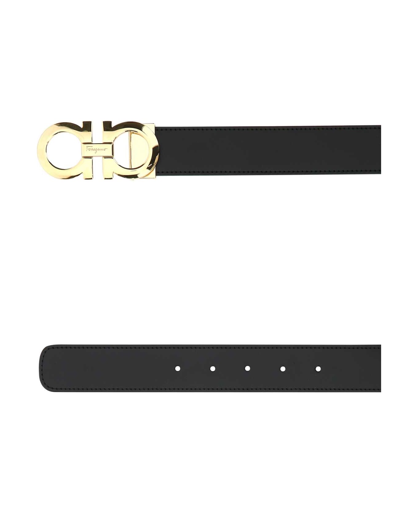 Ferragamo Black Leather Reversible Belt - NERHIC