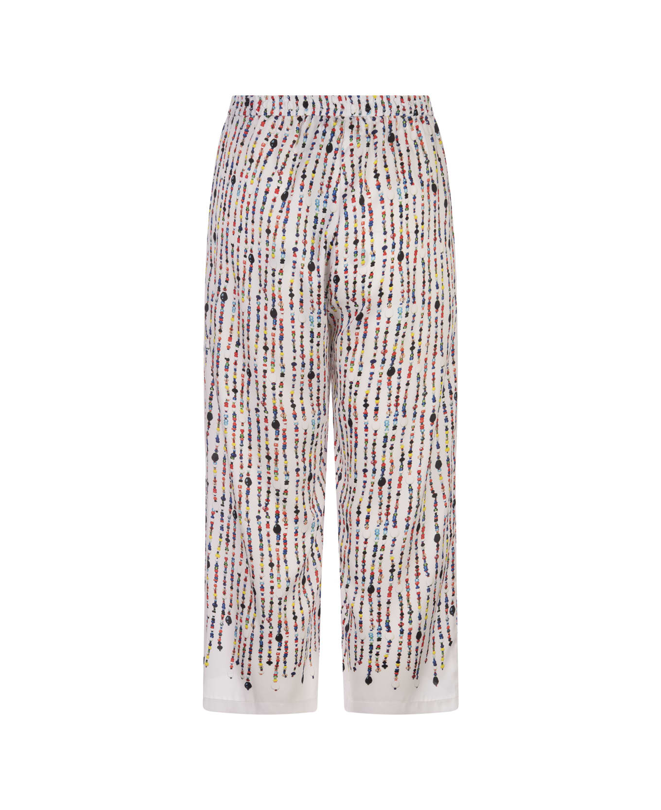 MSGM White Trousers With Multicolour Bead Print - White