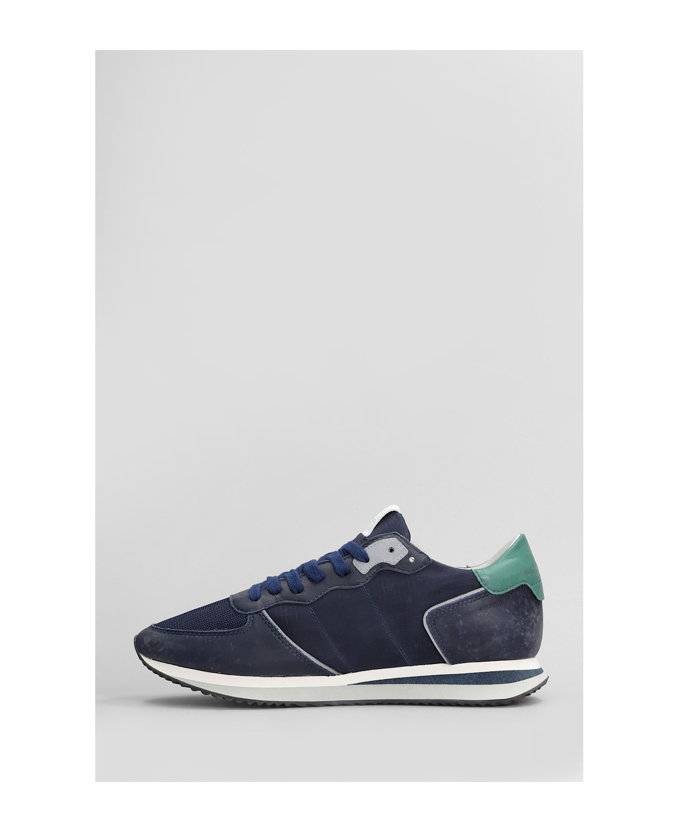 Philippe Model Trpx Low Sneakers In Blue Leather And Fabric - blue