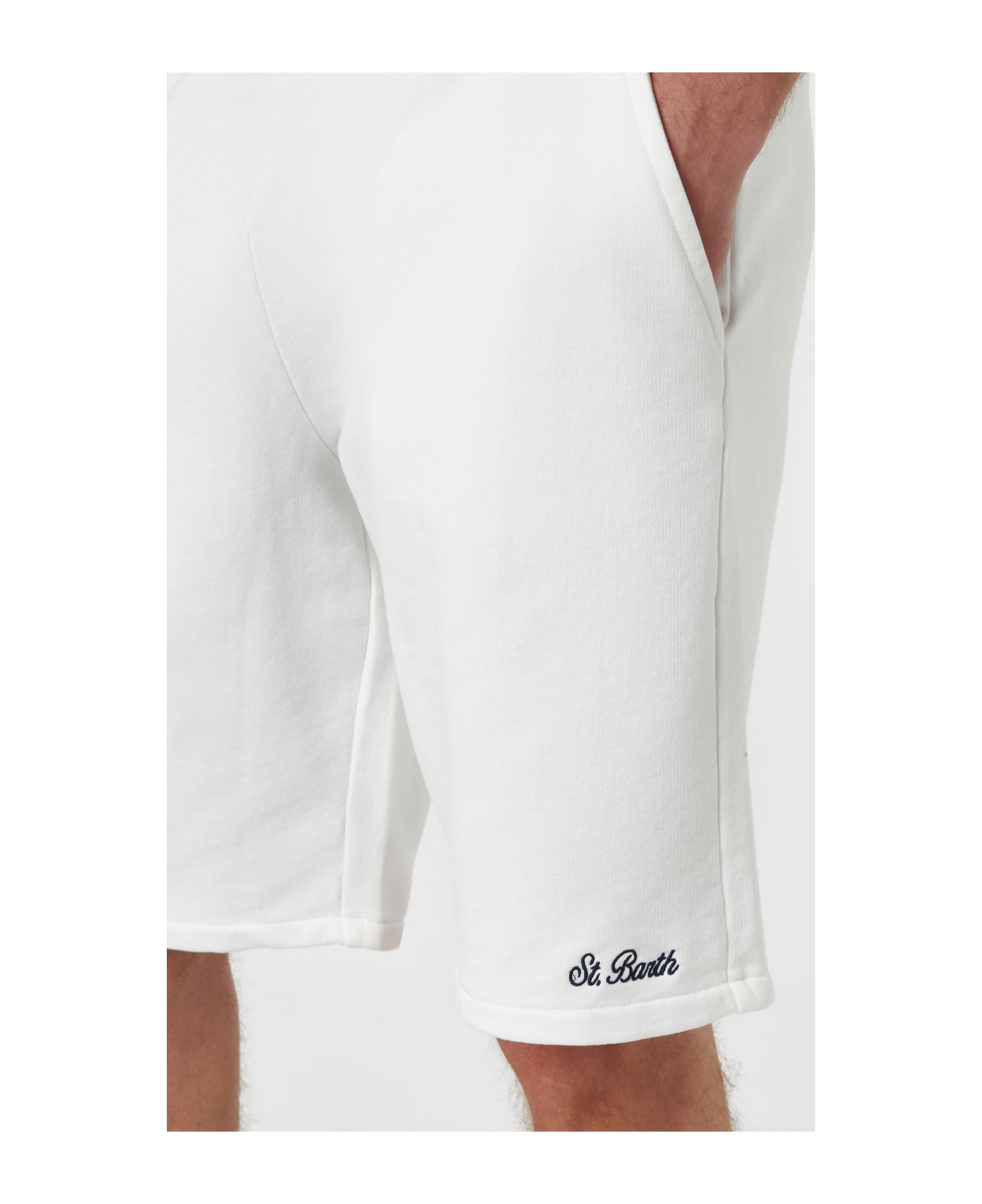 MC2 Saint Barth Man White Cotton Fleece Bermuda Shorts Randle - WHITE