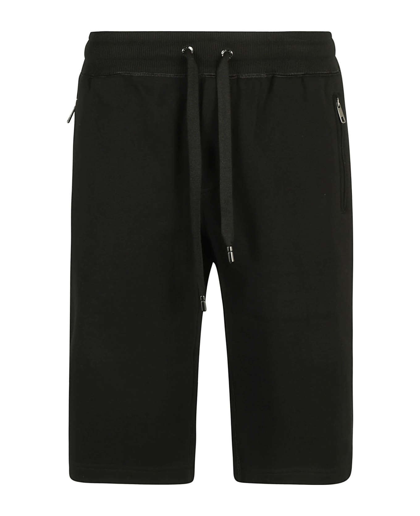 Dolce & Gabbana Drawstring Waist Logo Patched Shorts - Black