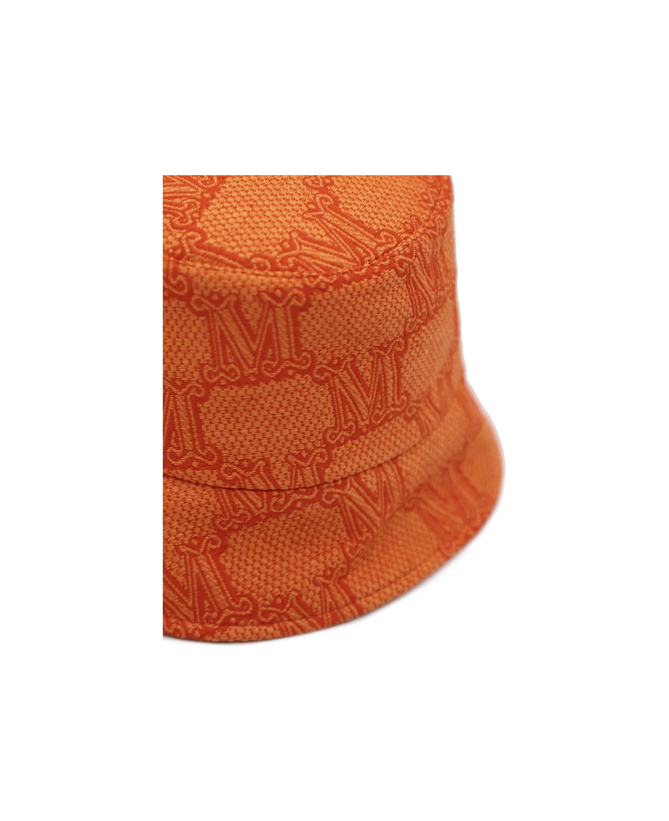 Max Mara Raffia Bucket Hat With All-over Monogram - Orange