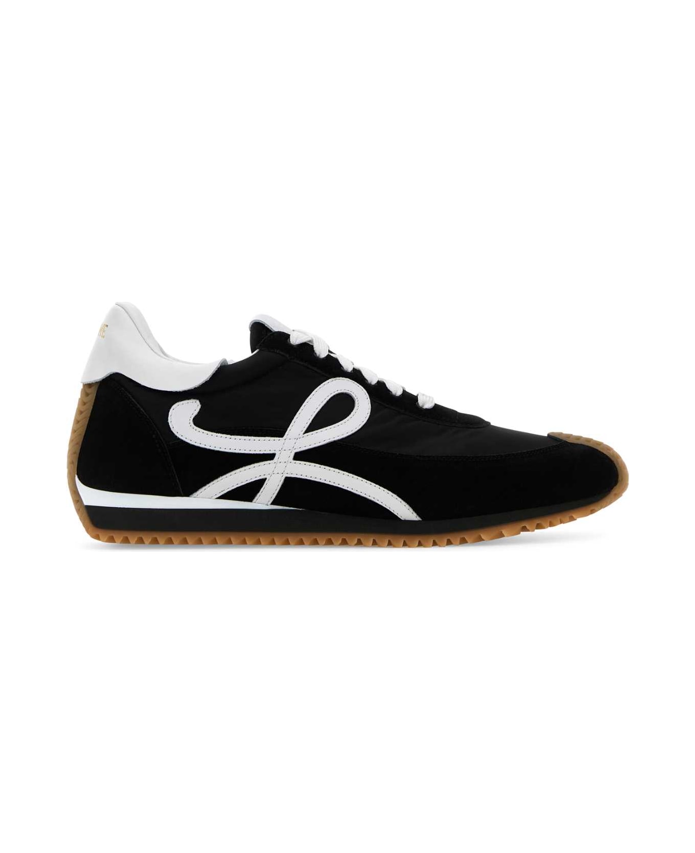 Loewe Black Nylon And Suede Flow Runner Sneakers - BLACKWHITE