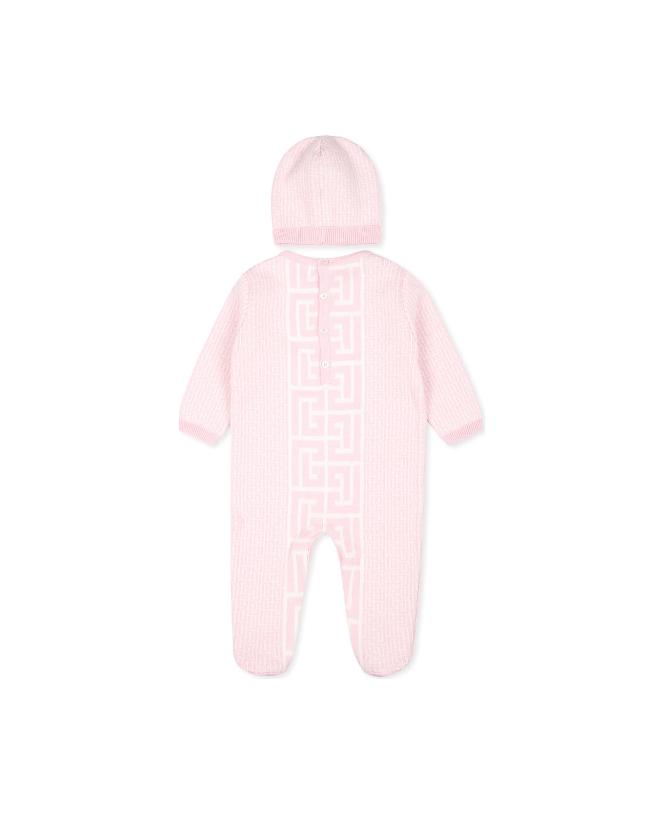 Balmain Pink Babygrow Set For Baby Girl With Labyrinth - Pink