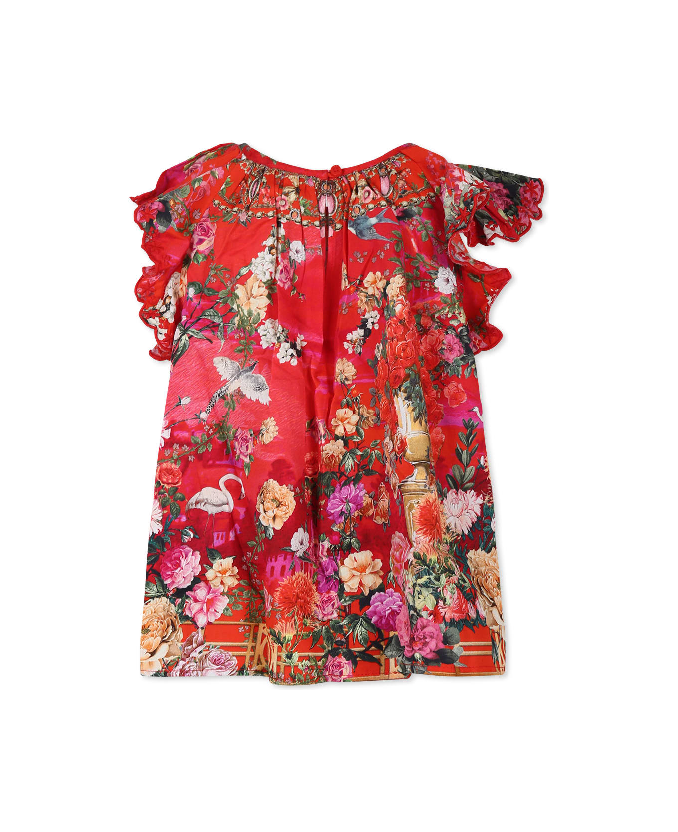 Camilla Red Top For Girl With Floral Print - Red