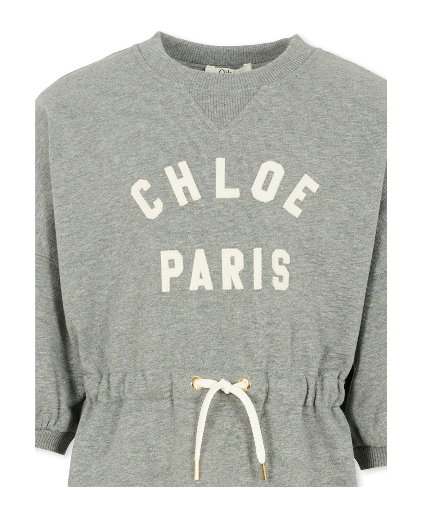 Chloé Grey Dress For Girl With Logo - Grey