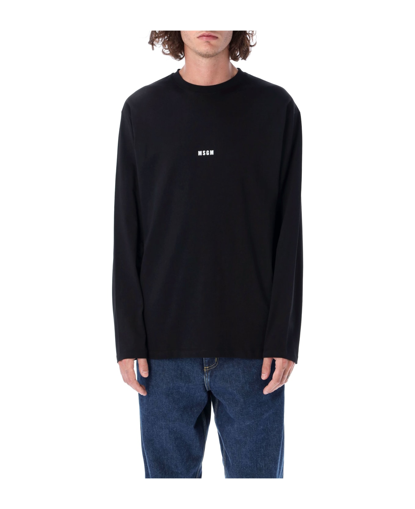 MSGM Small Logo Long Sleeve T-shirt - Black シャツ