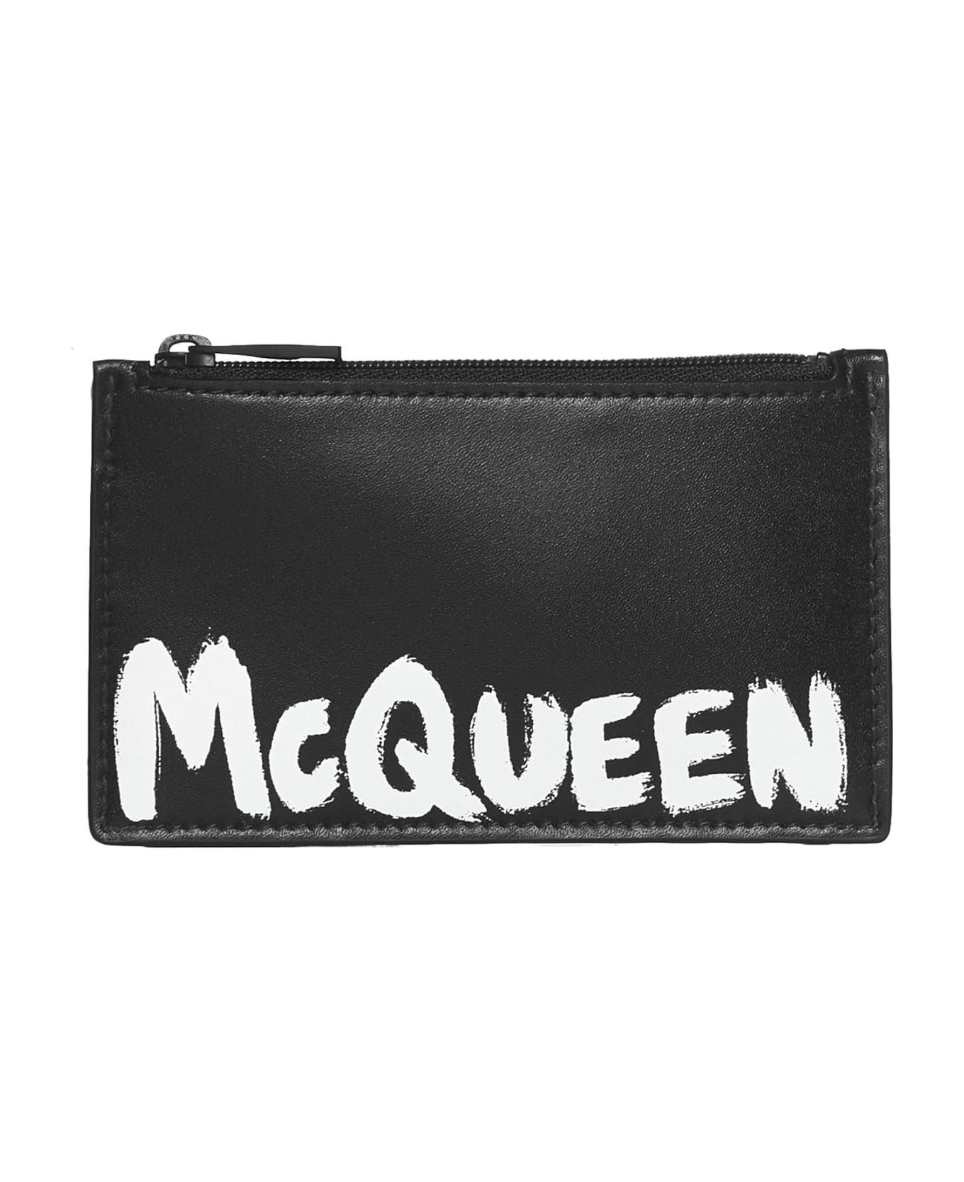 Alexander McQueen Logo Detail Leather Card Holder - Black/white