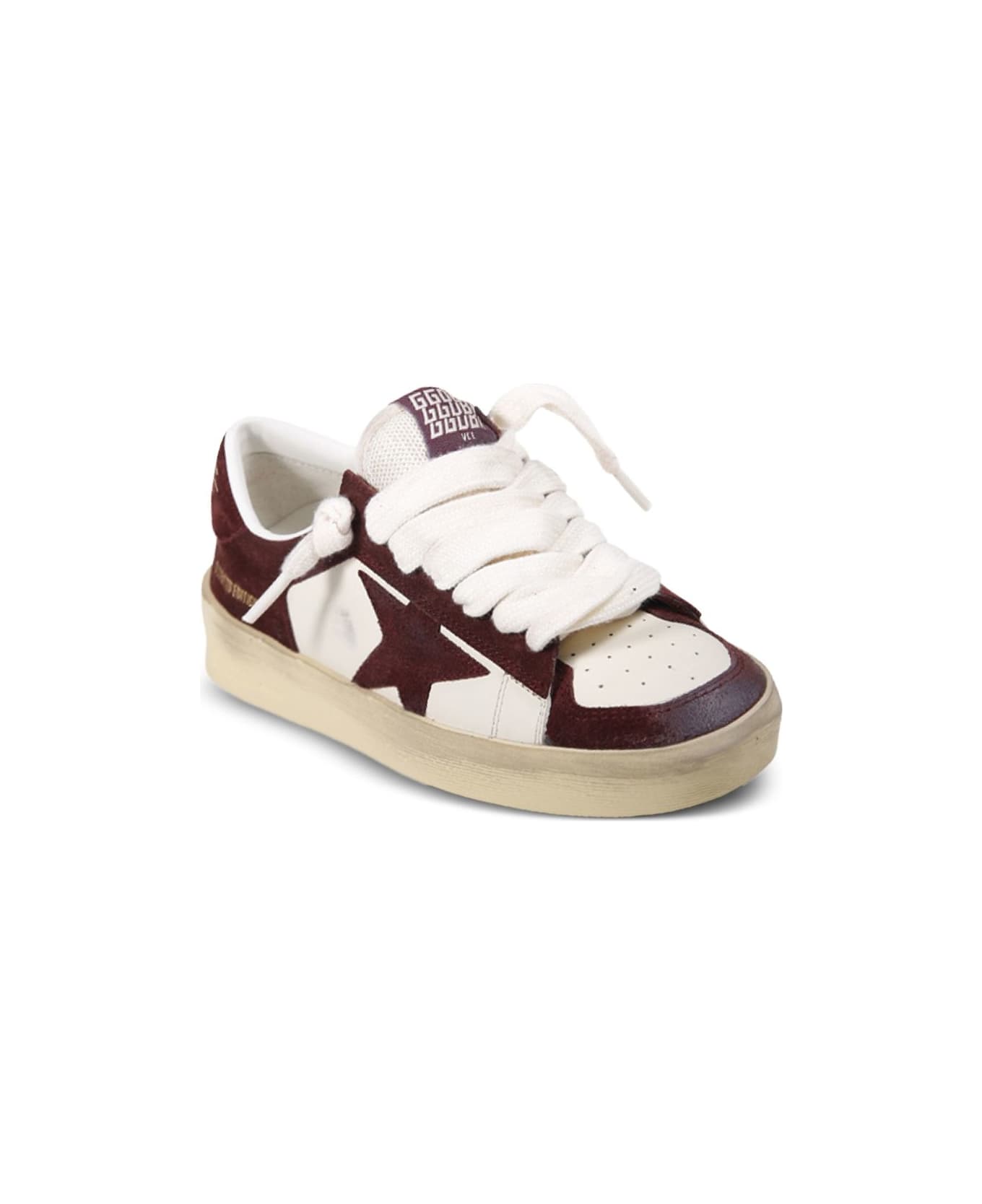 Golden Goose White And Brown Sneakers - Red