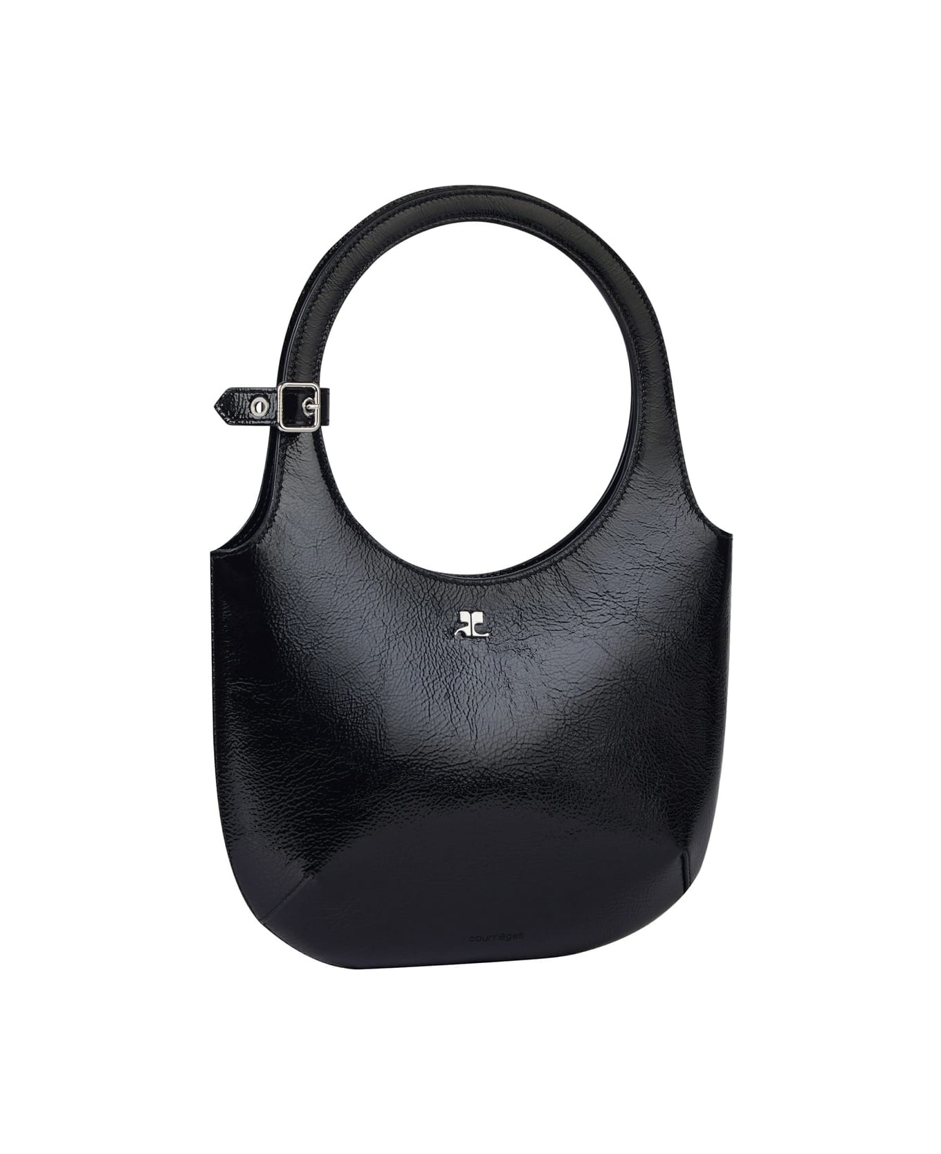 Courrèges Logo Plaque Top Handle Bag - Black