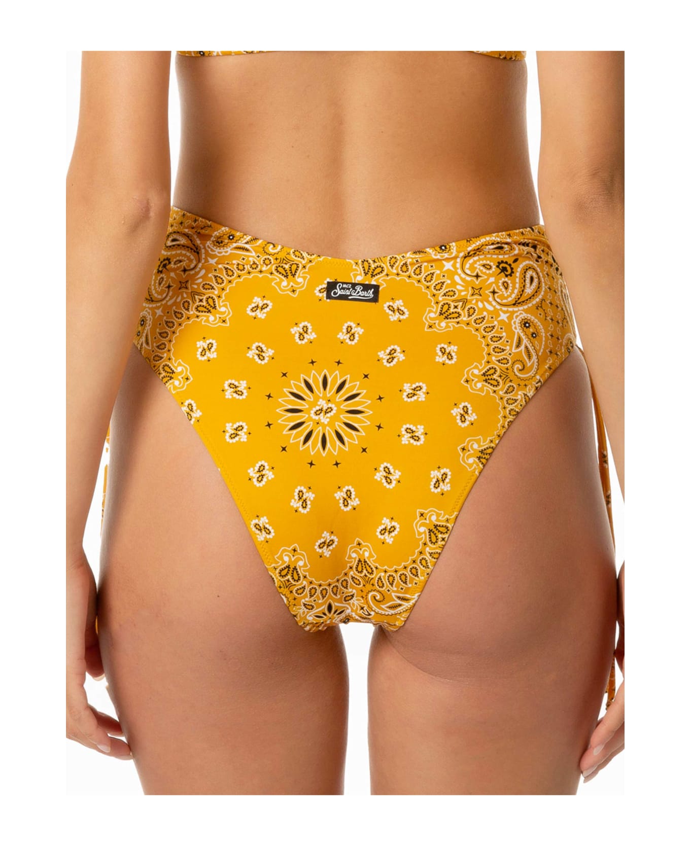 MC2 Saint Barth Woman High Waist Swim Briefs With Bandanna Print - YELLOW