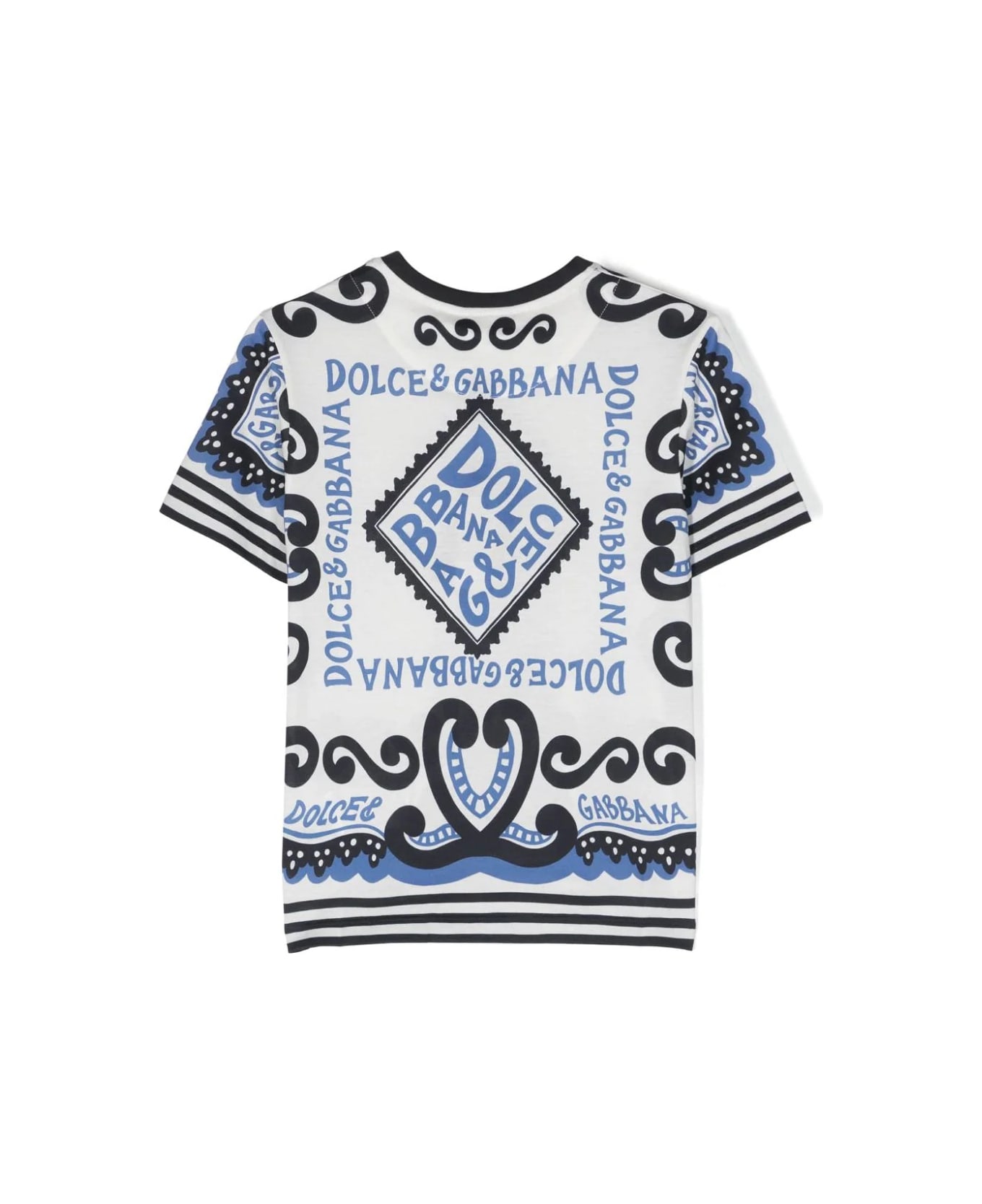 Dolce & Gabbana Jersey T-shirt With Marina Print - Blue
