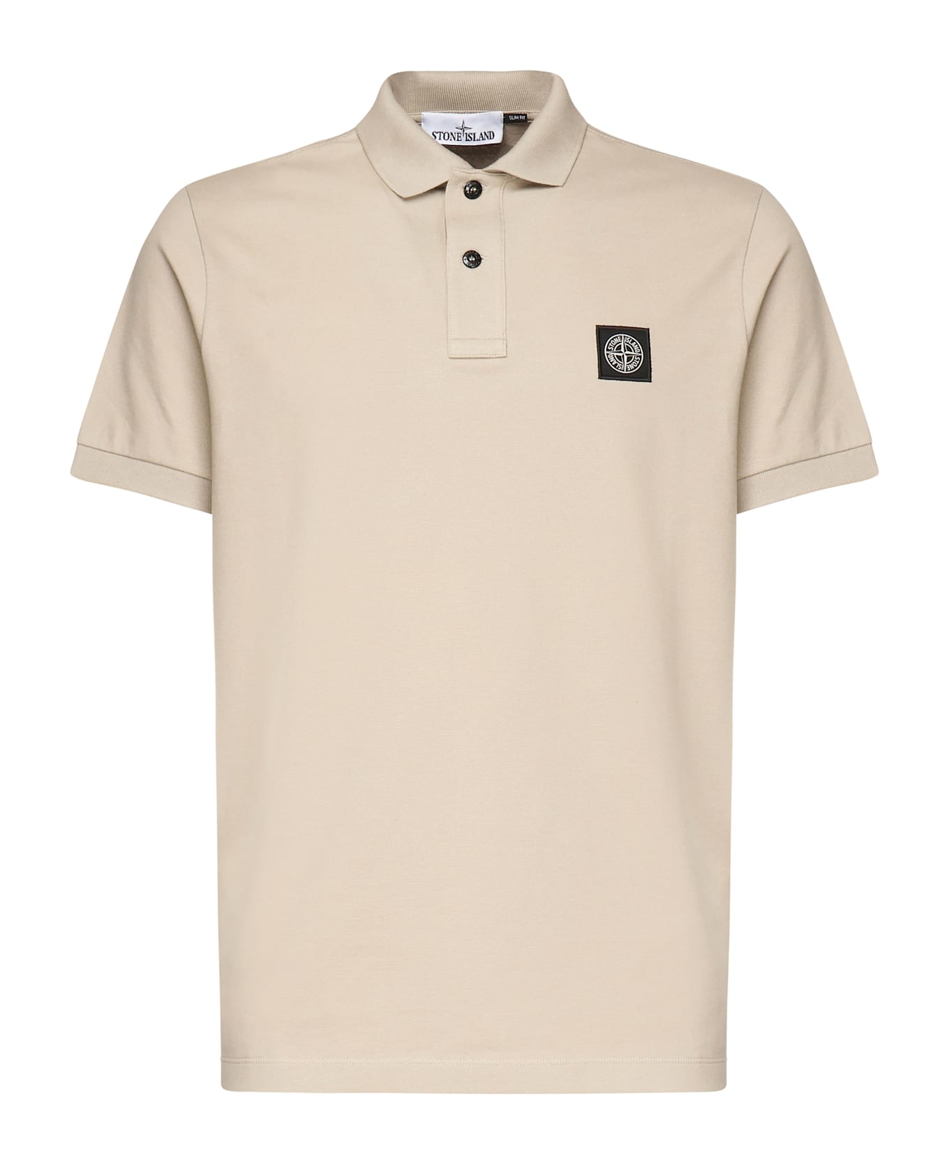 Stone Island Stretch Pique Polo Shirt With Logo Patch - Nude 
Neutrals