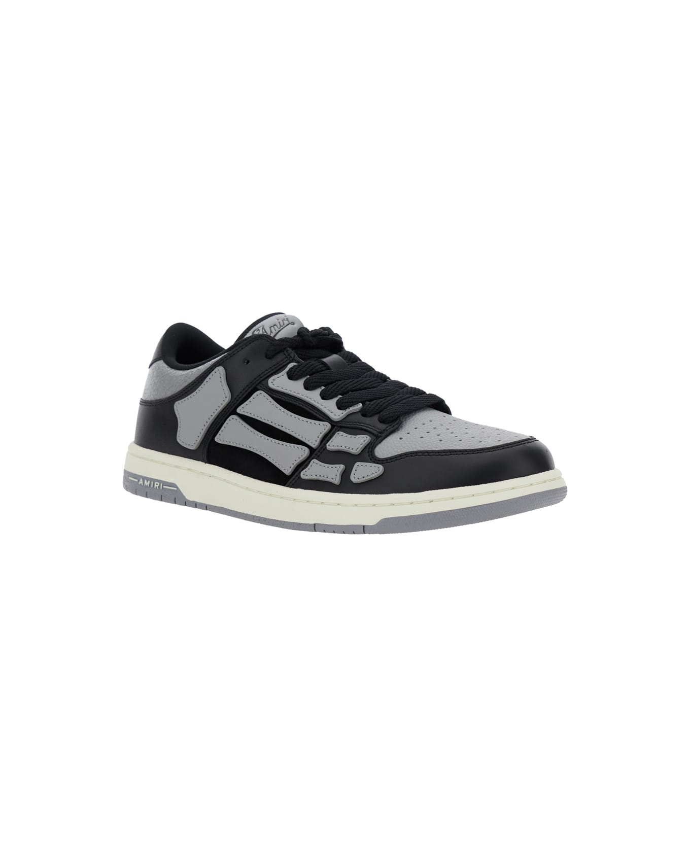 AMIRI 
skel Top Low
 Black Sneakers With Skeleton Patch In Leather Man - Black