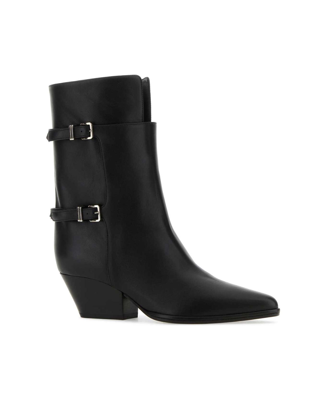Sergio Rossi Black Leather Thalestris Ankle Boots - 1000 ブーツ