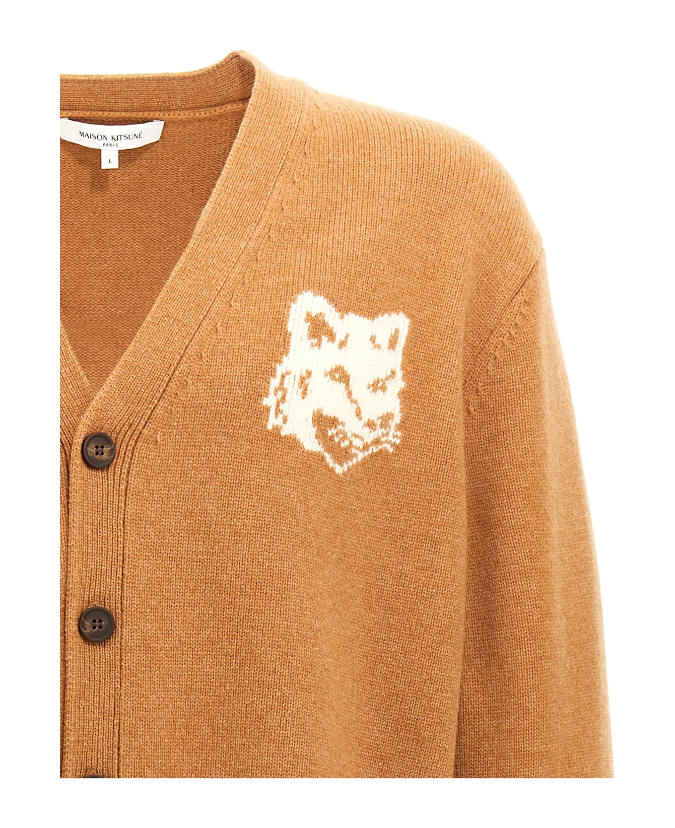 Maison Kitsuné 
fox Head
 Cardigan - Brown