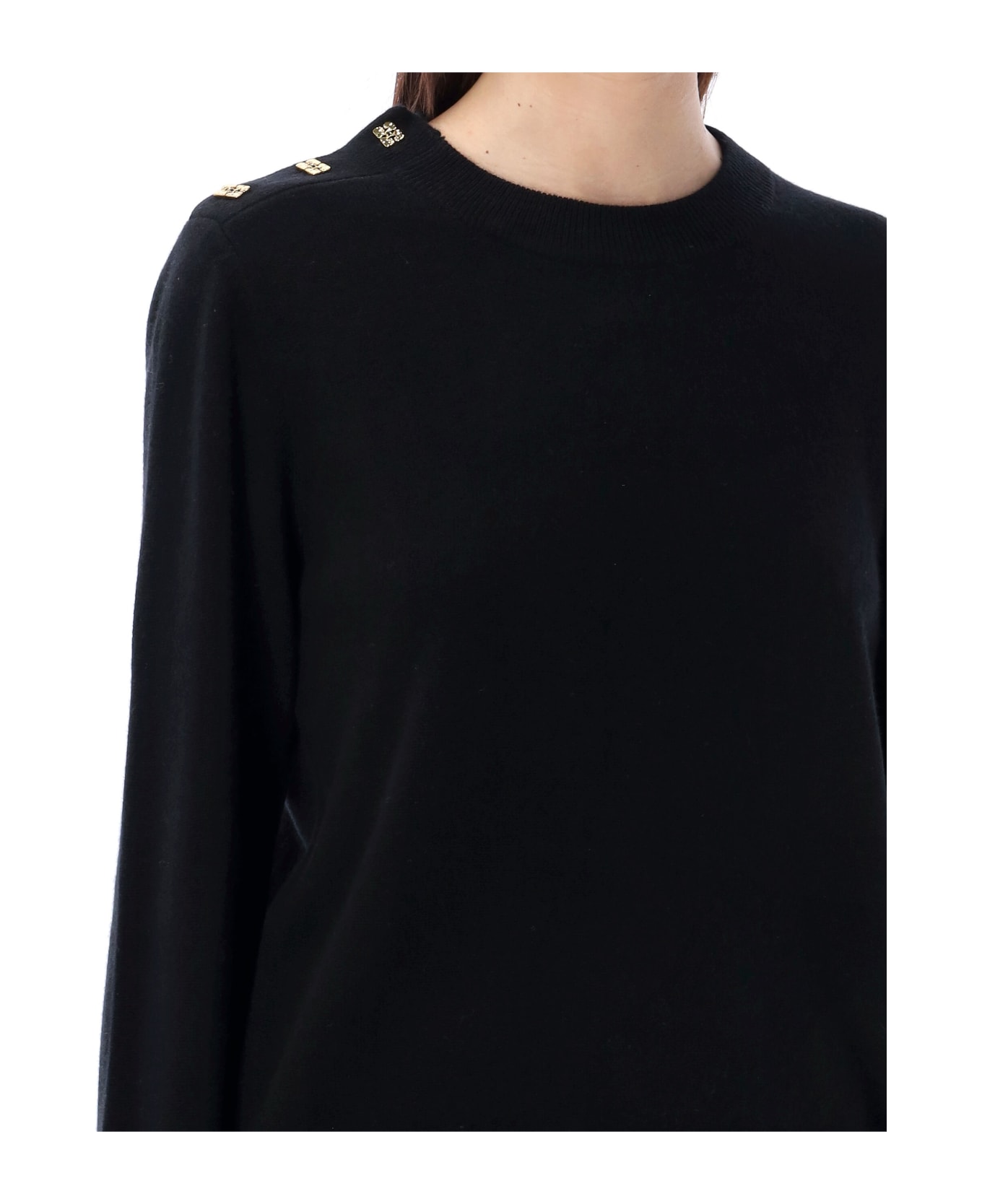 Ganni 3 Button Sweater - BLACK