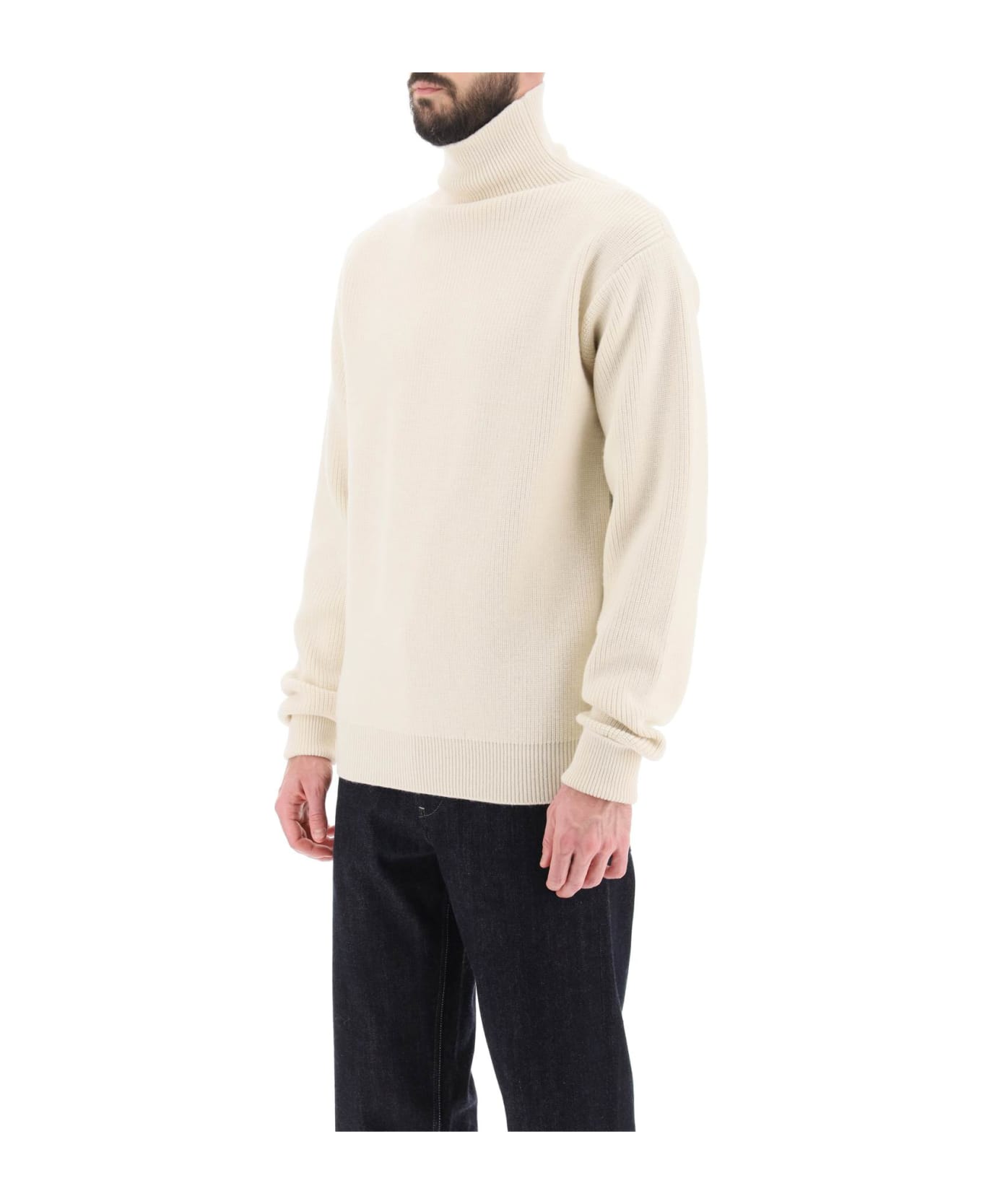 Jil Sander Side Zip High Neck Sweater - NATURAL (White)
