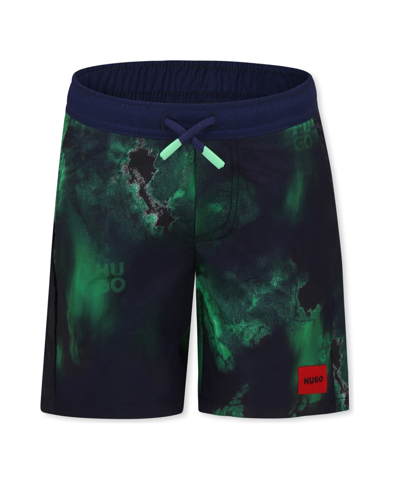 Hugo Boss Blue Swim Shorts For Boy With Logo - Blue