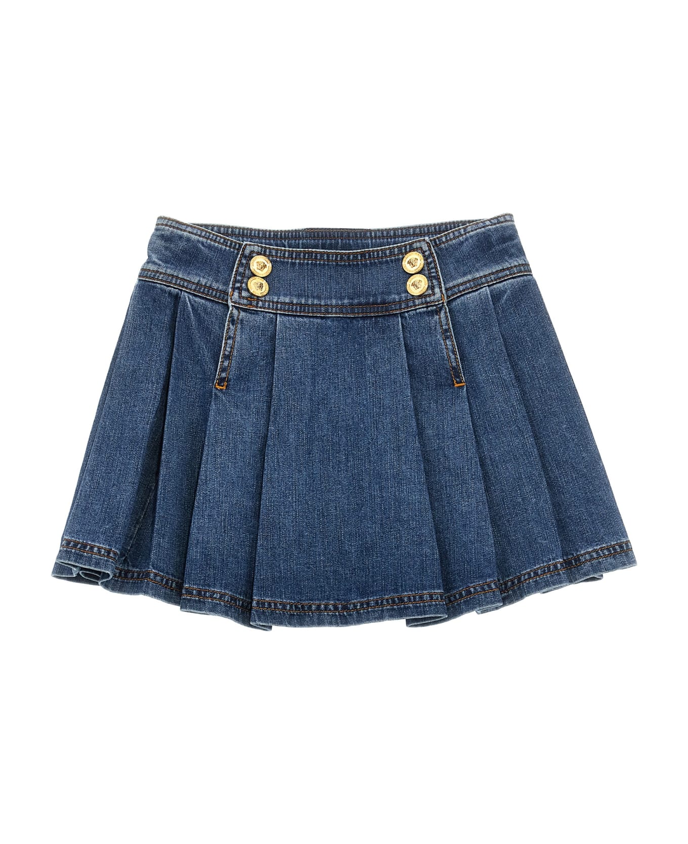 Versace 'medusa' Denim Skirt - Blue